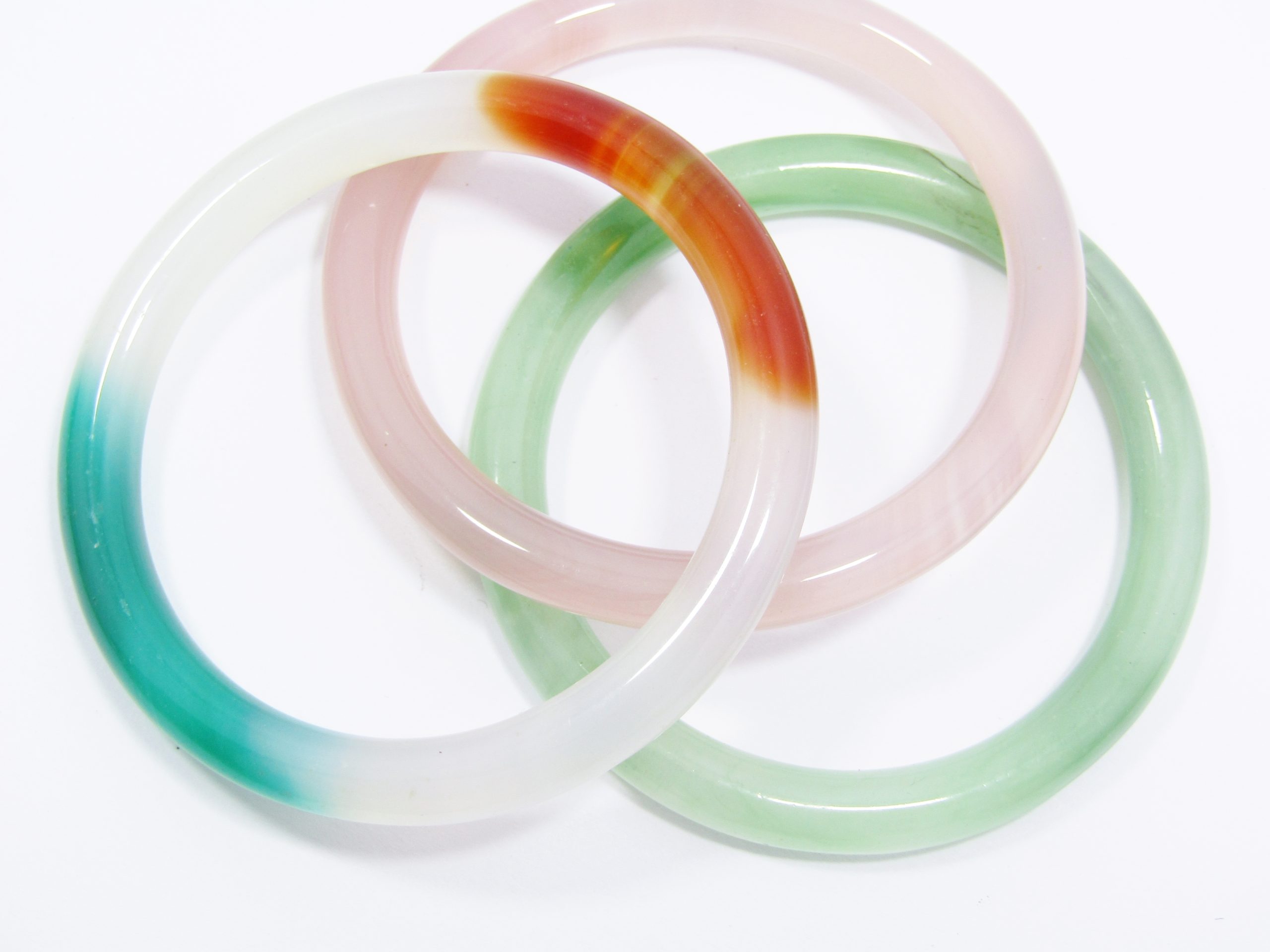 Lovely Set of Three Solid Agate Bangles