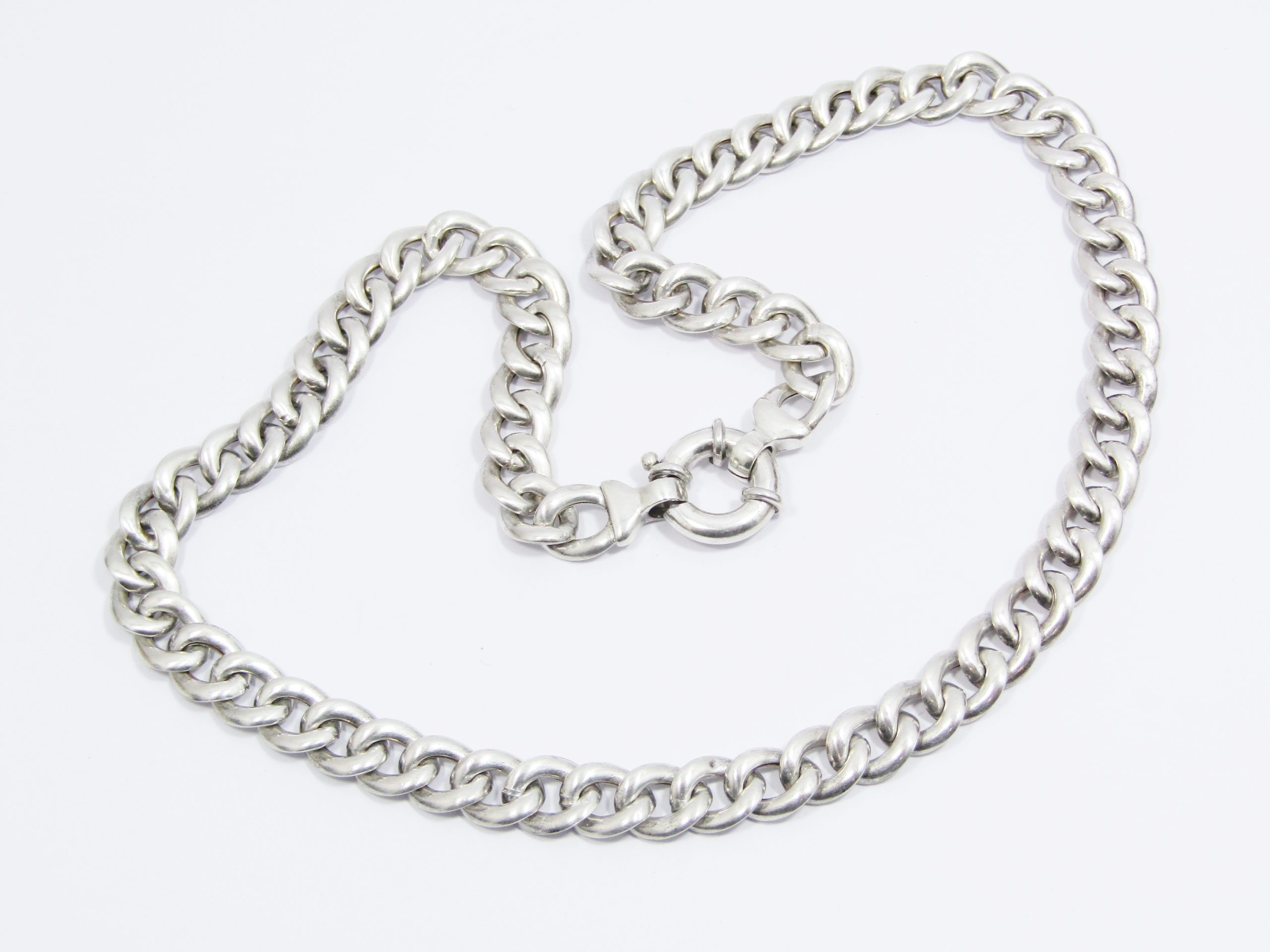 A Stunning Chunky Hollow link Chain With a Signoretti Clasp Necklace in Sterling Silver.