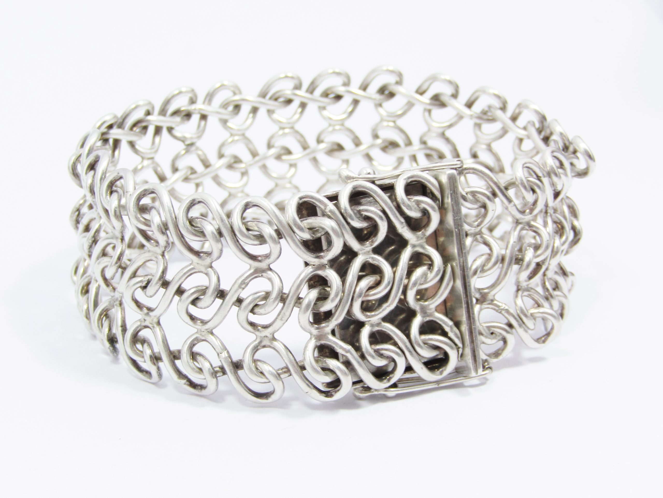 Swedish Modernist Design (c1974) Broad Silver Bracelet