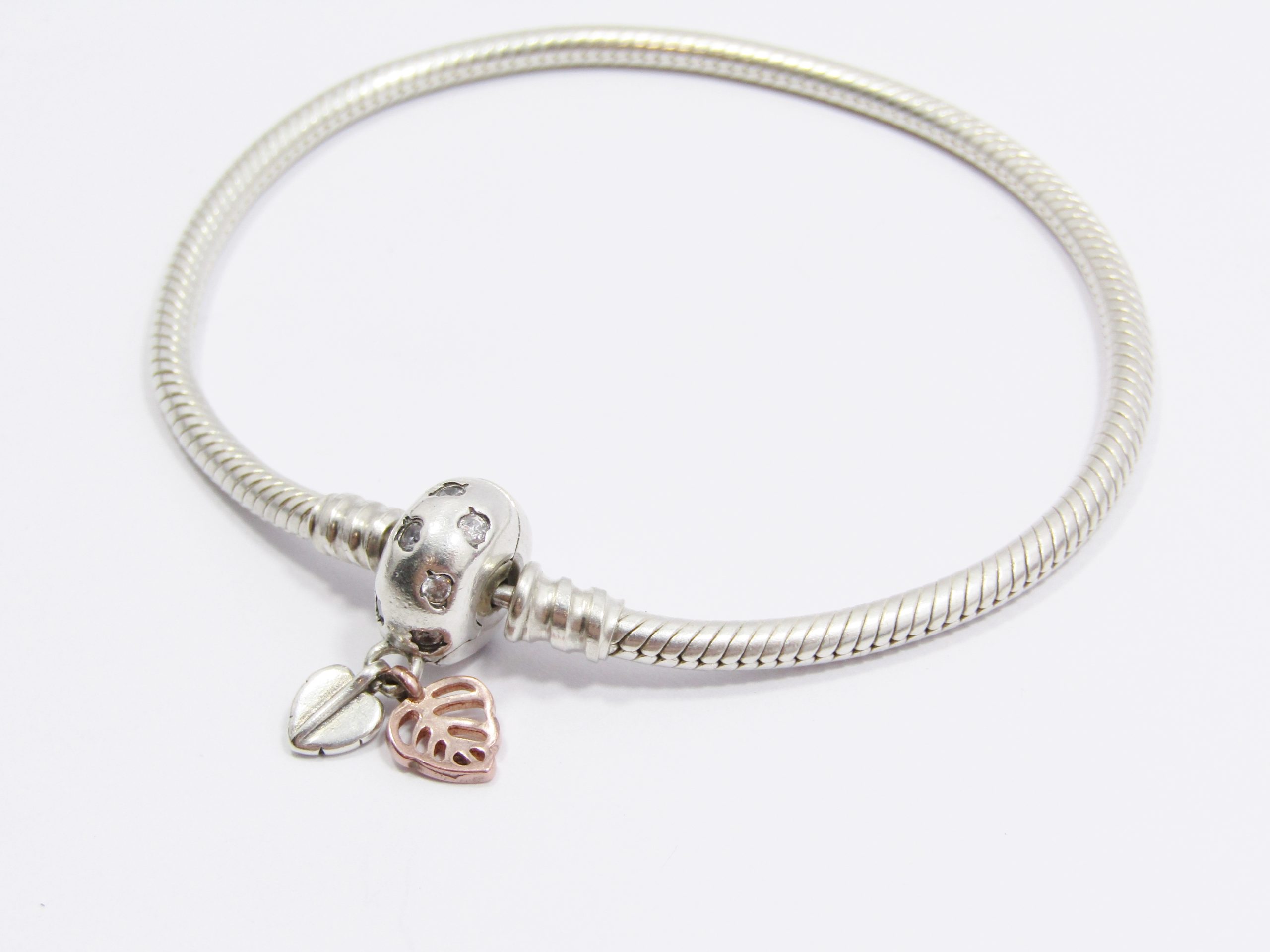 Authentic Sterling Silver Pandora Moments "Leaves" Snake Bracelet