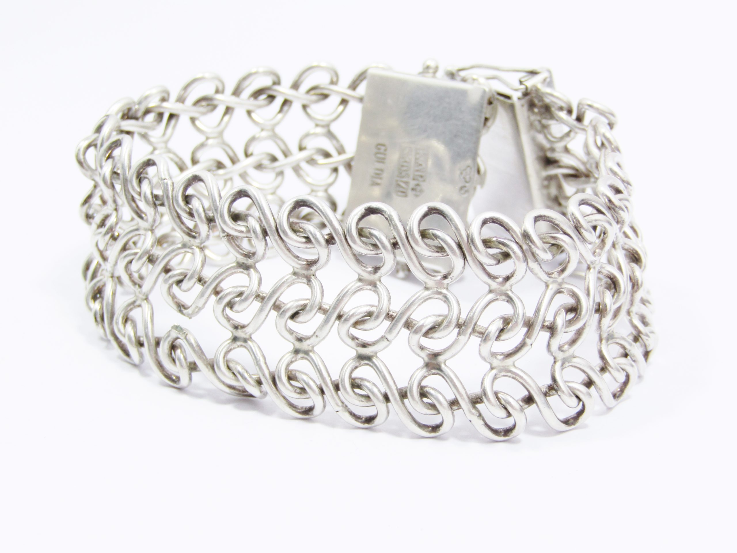 Swedish Modernist Design (c1974) Broad Silver Bracelet