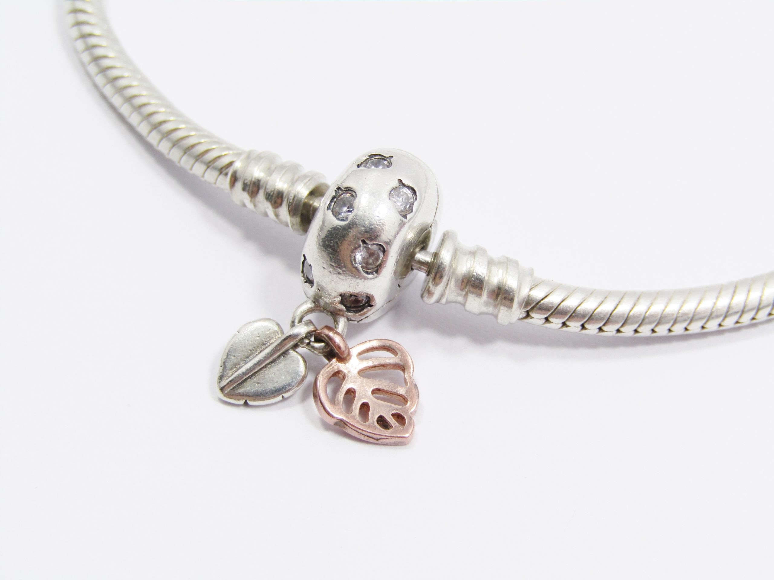 Authentic Sterling Silver Pandora Moments "Leaves" Snake Bracelet