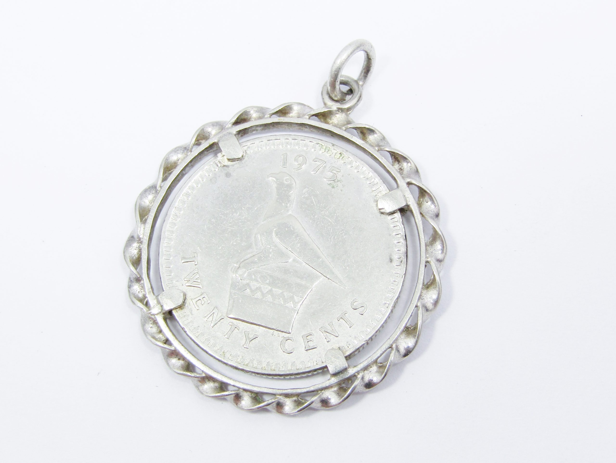 Vintage 1975 Rhodesian Coin in Silver-Plated Pendant