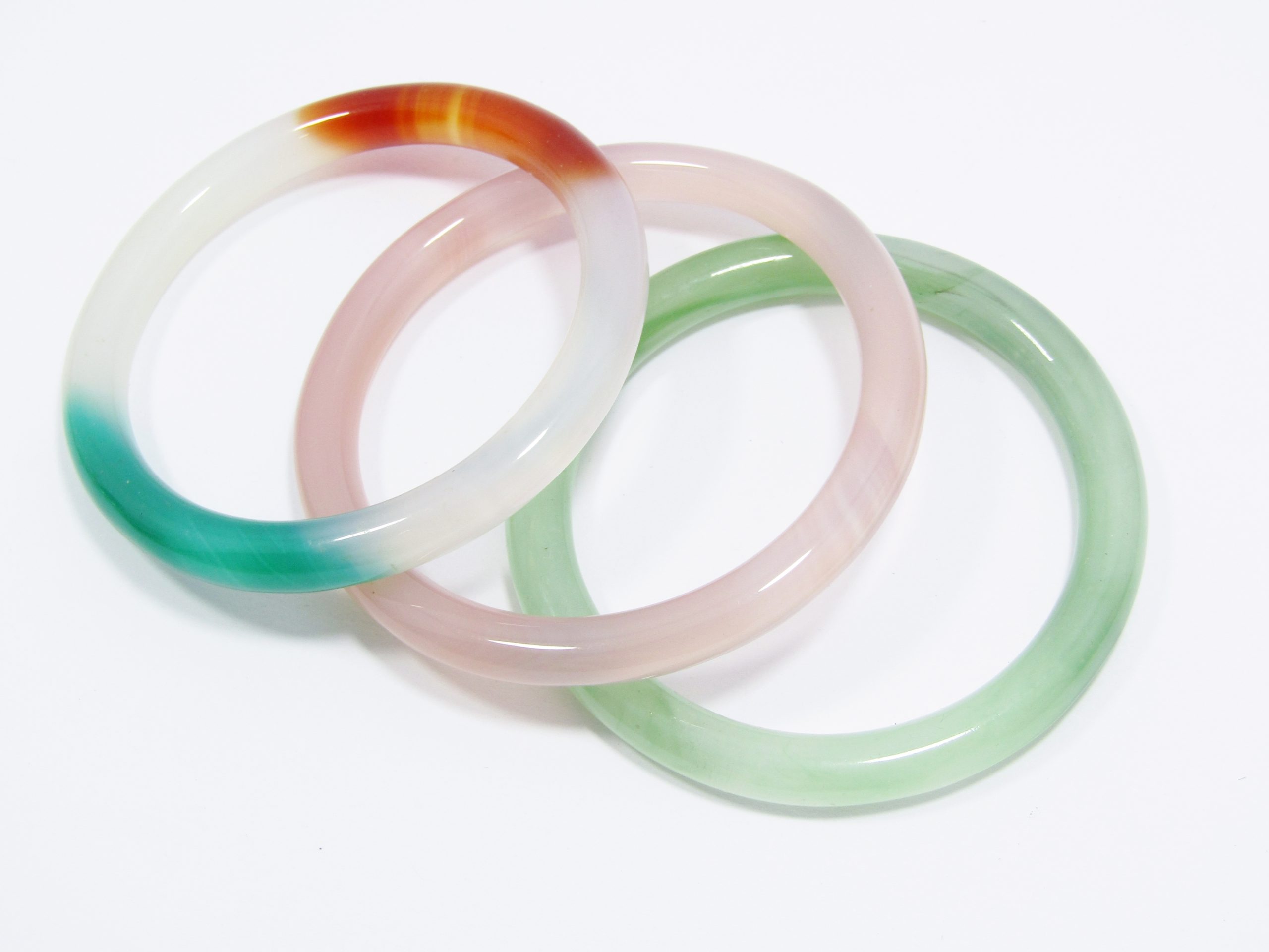 Lovely Set of Three Solid Agate Bangles
