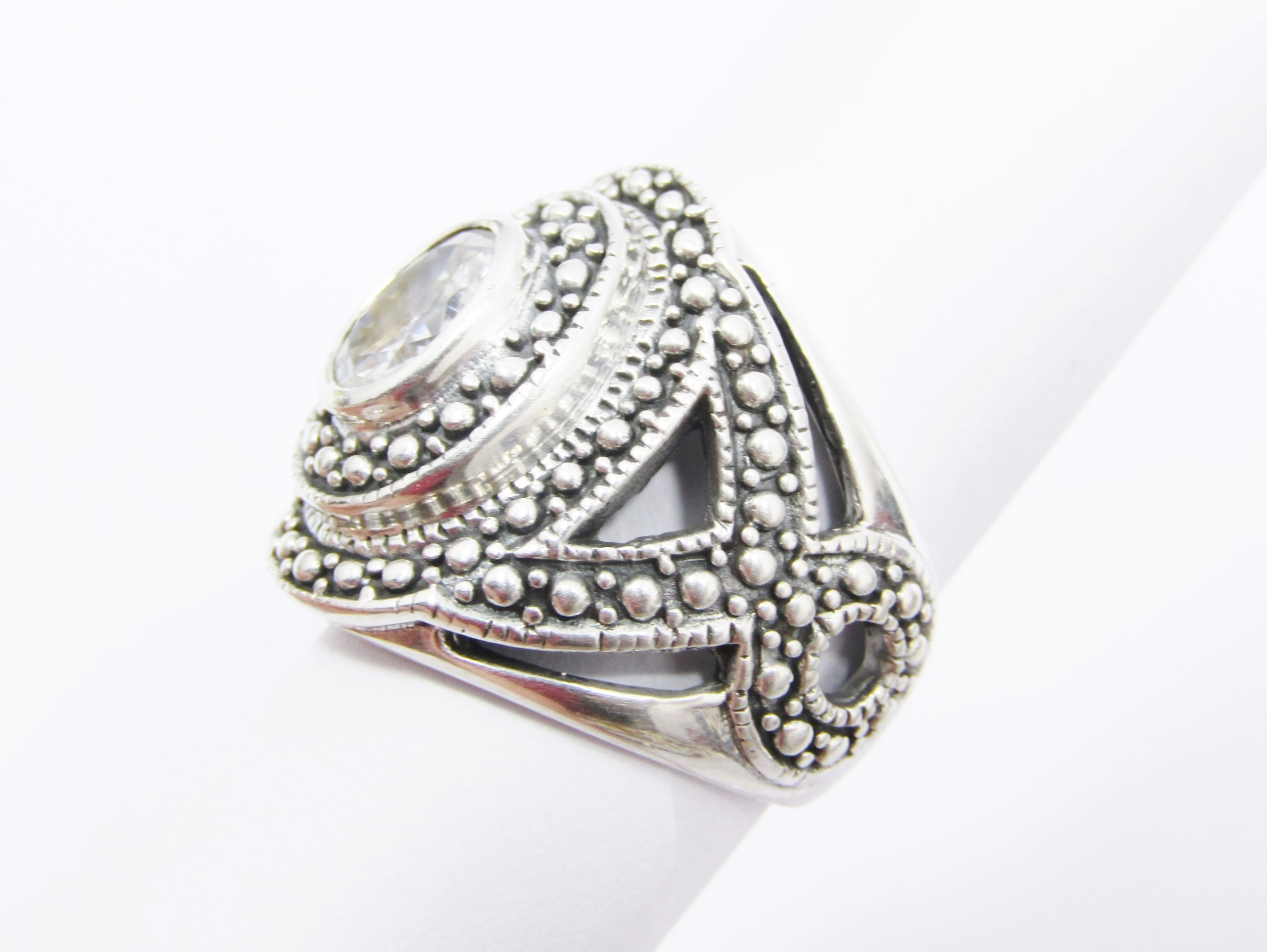 A Gorgeous Chunky Marcasite Zirconia Ring in Sterling Silver.