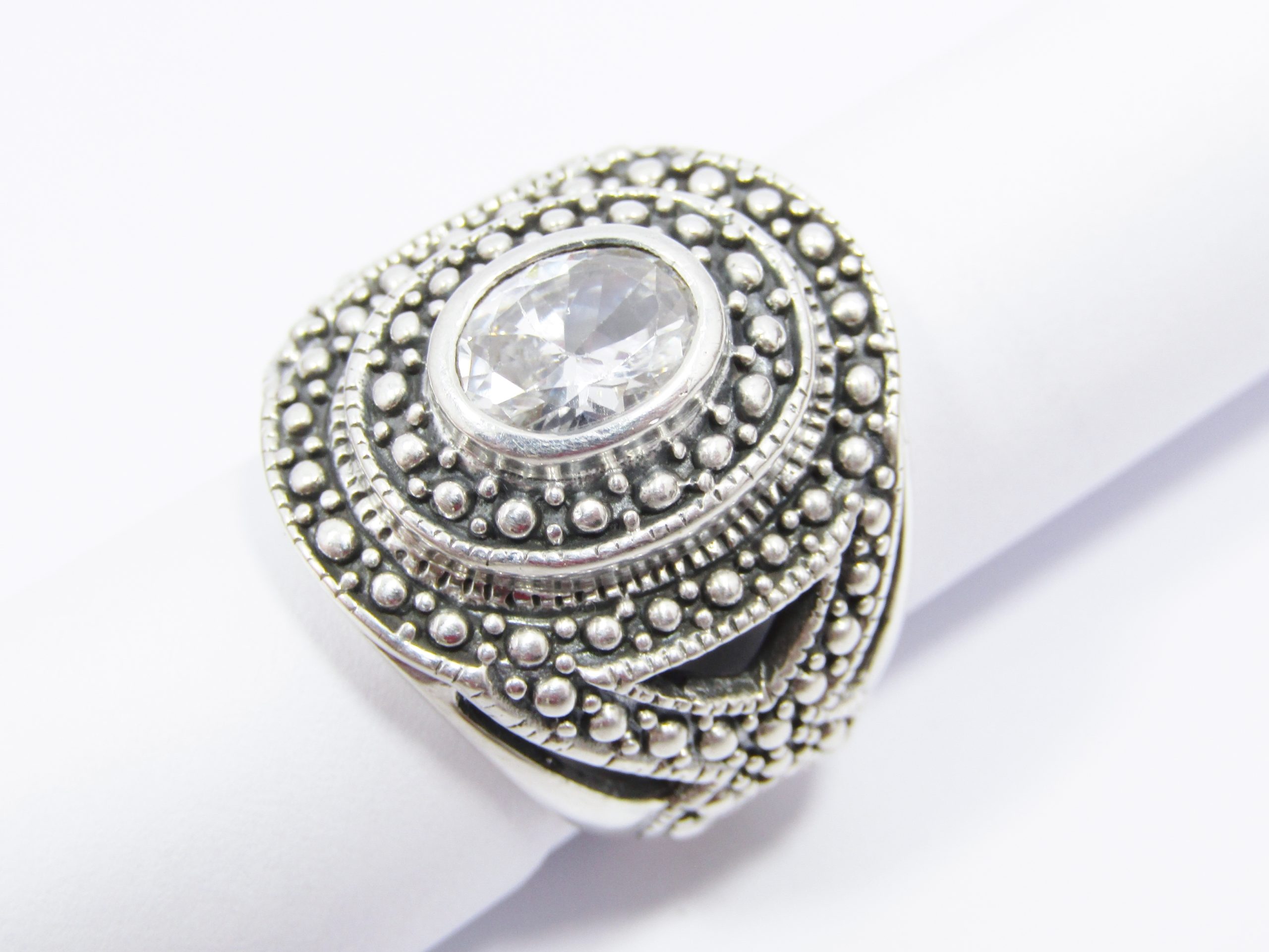 A Gorgeous Chunky Marcasite Zirconia Ring in Sterling Silver.
