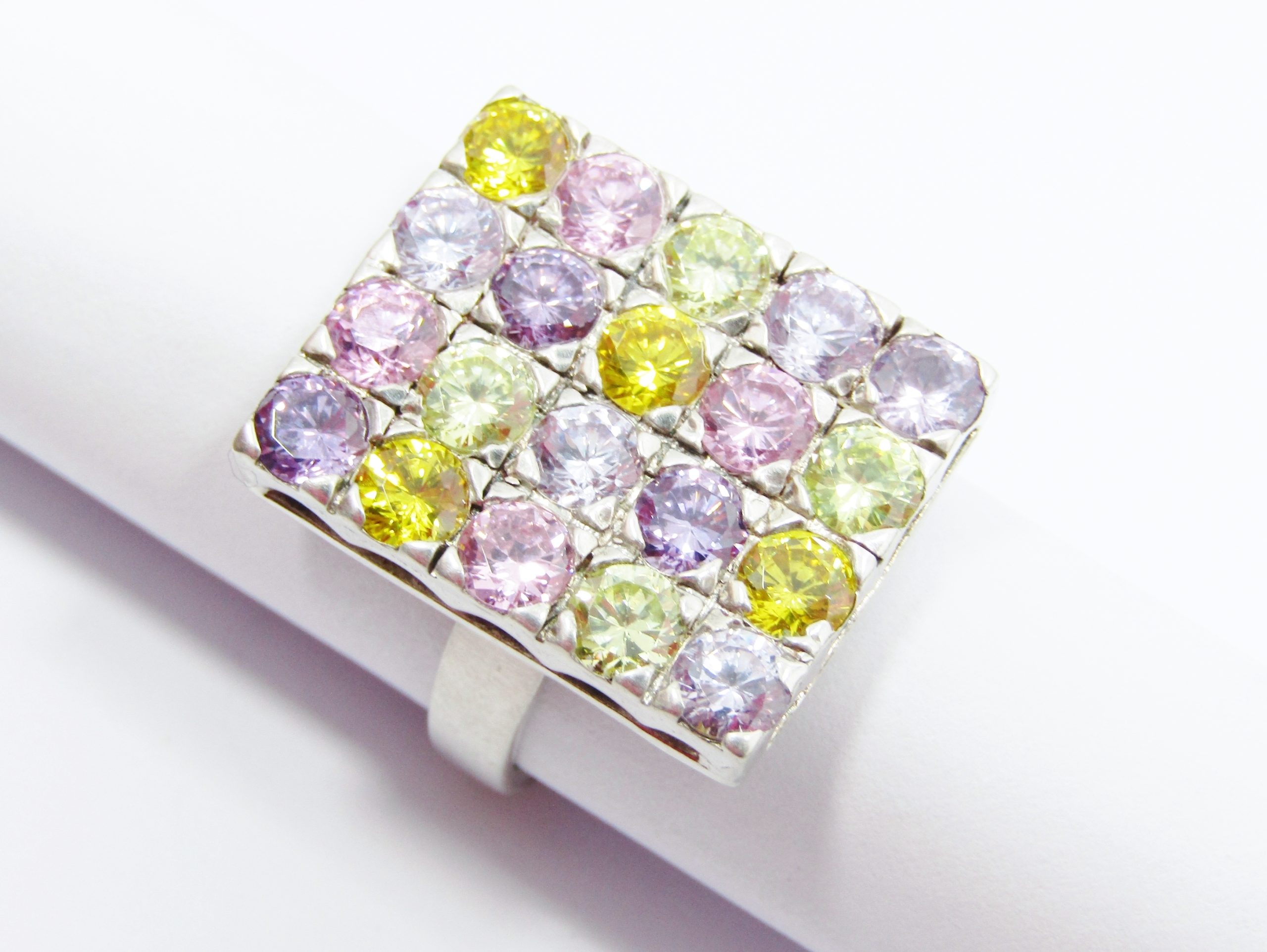 A Beautiful Multi Color Zirconia Ring in Sterling Silver