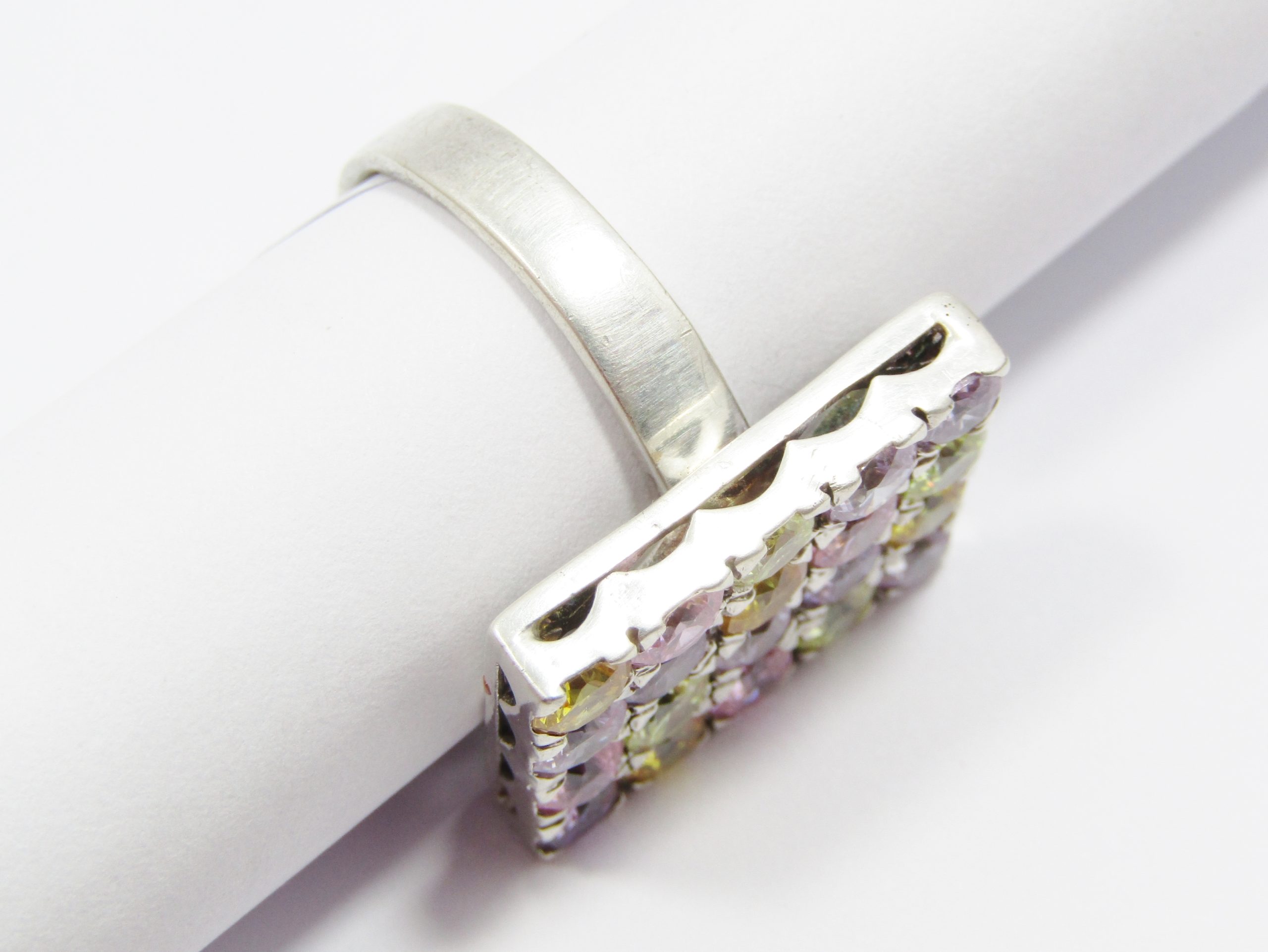 A Beautiful Multi Color Zirconia Ring in Sterling Silver