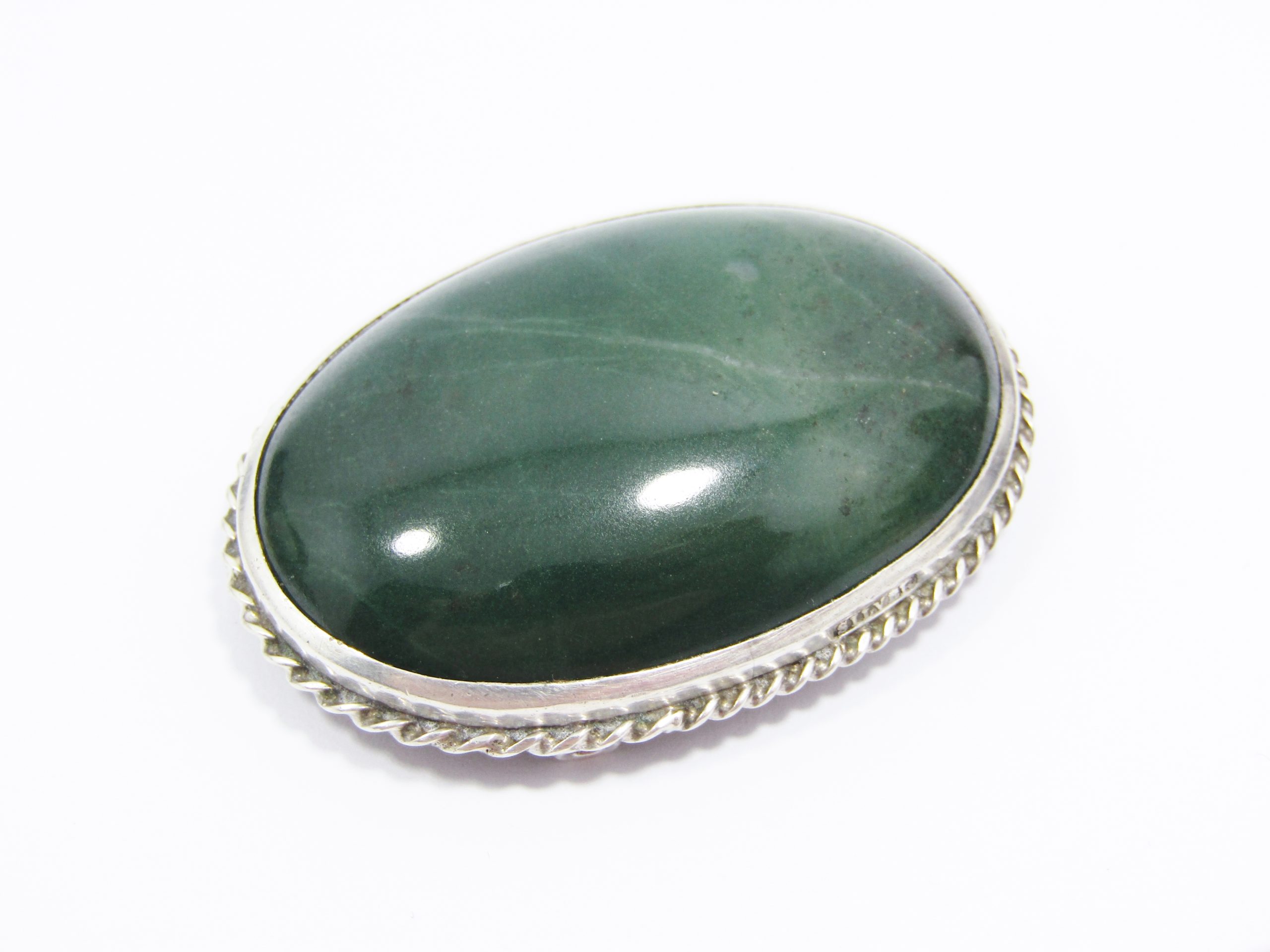 A Lovely Large Oval Jasper Brooch in Sterling Silver