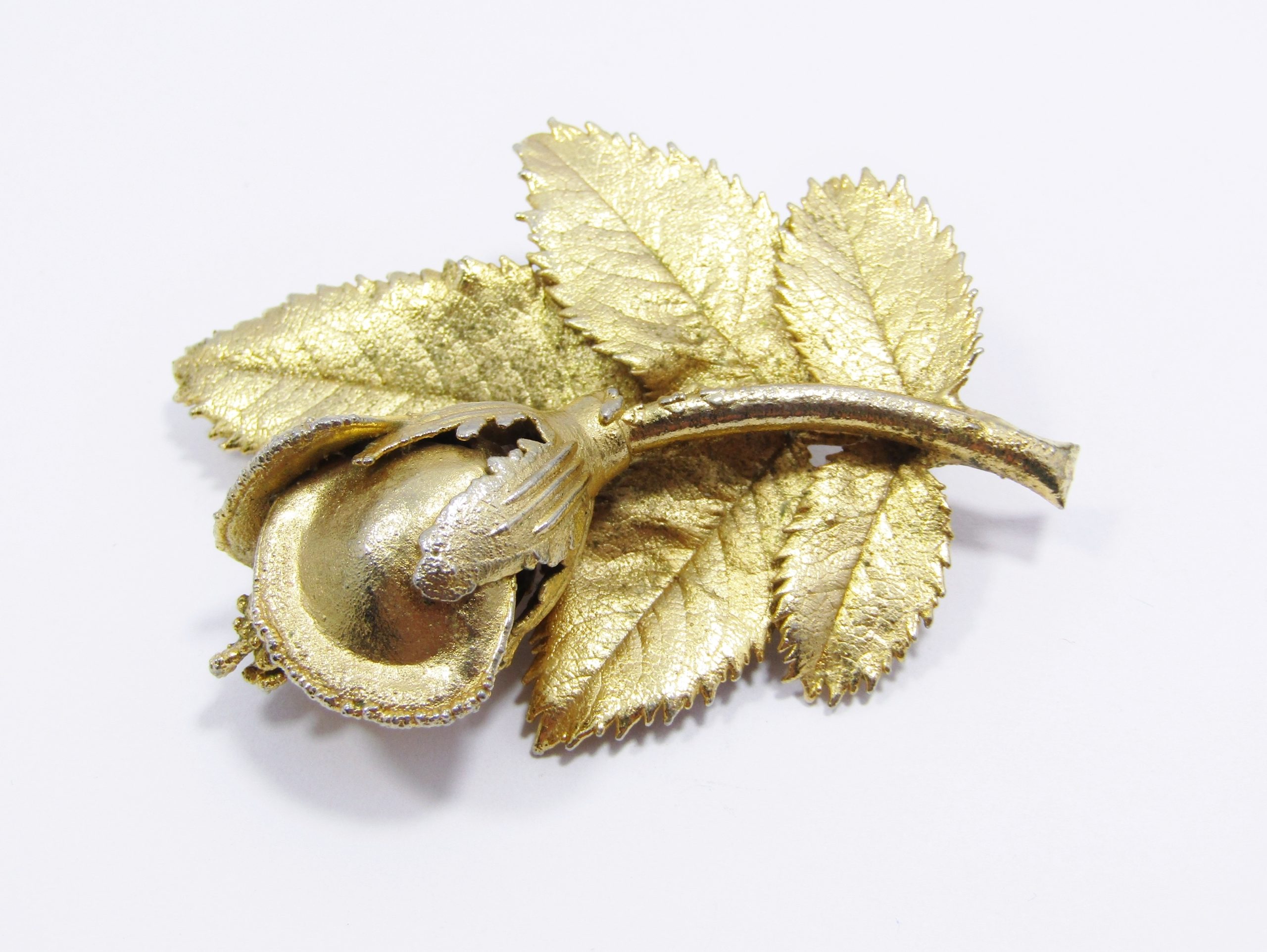 Vintage Gold-Plated Sterling Silver Floral Brooch