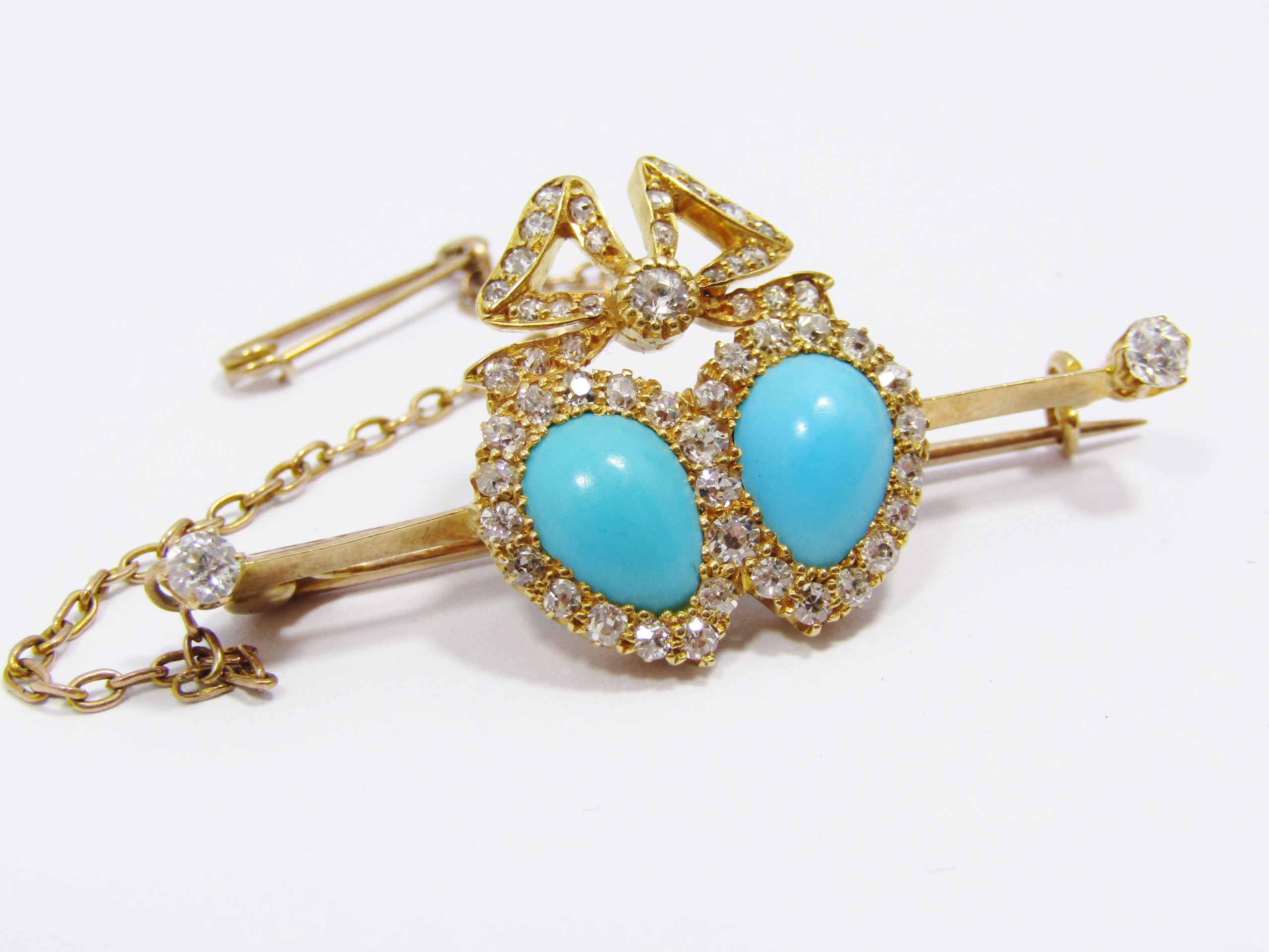 Exquisite! Antique Edwardian (c1910) 18ct Gold Double Heart Brooch