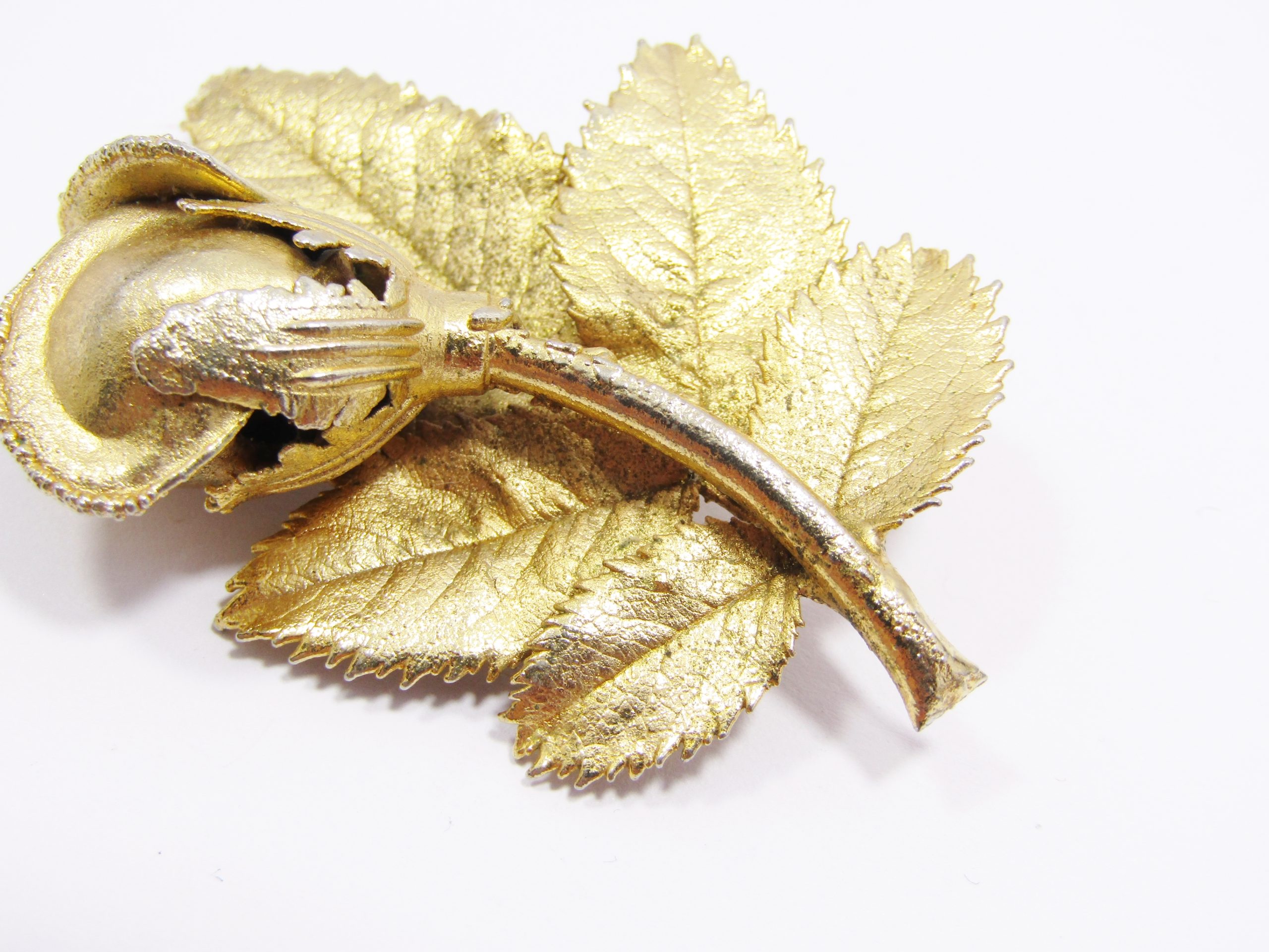 Vintage Gold-Plated Sterling Silver Floral Brooch