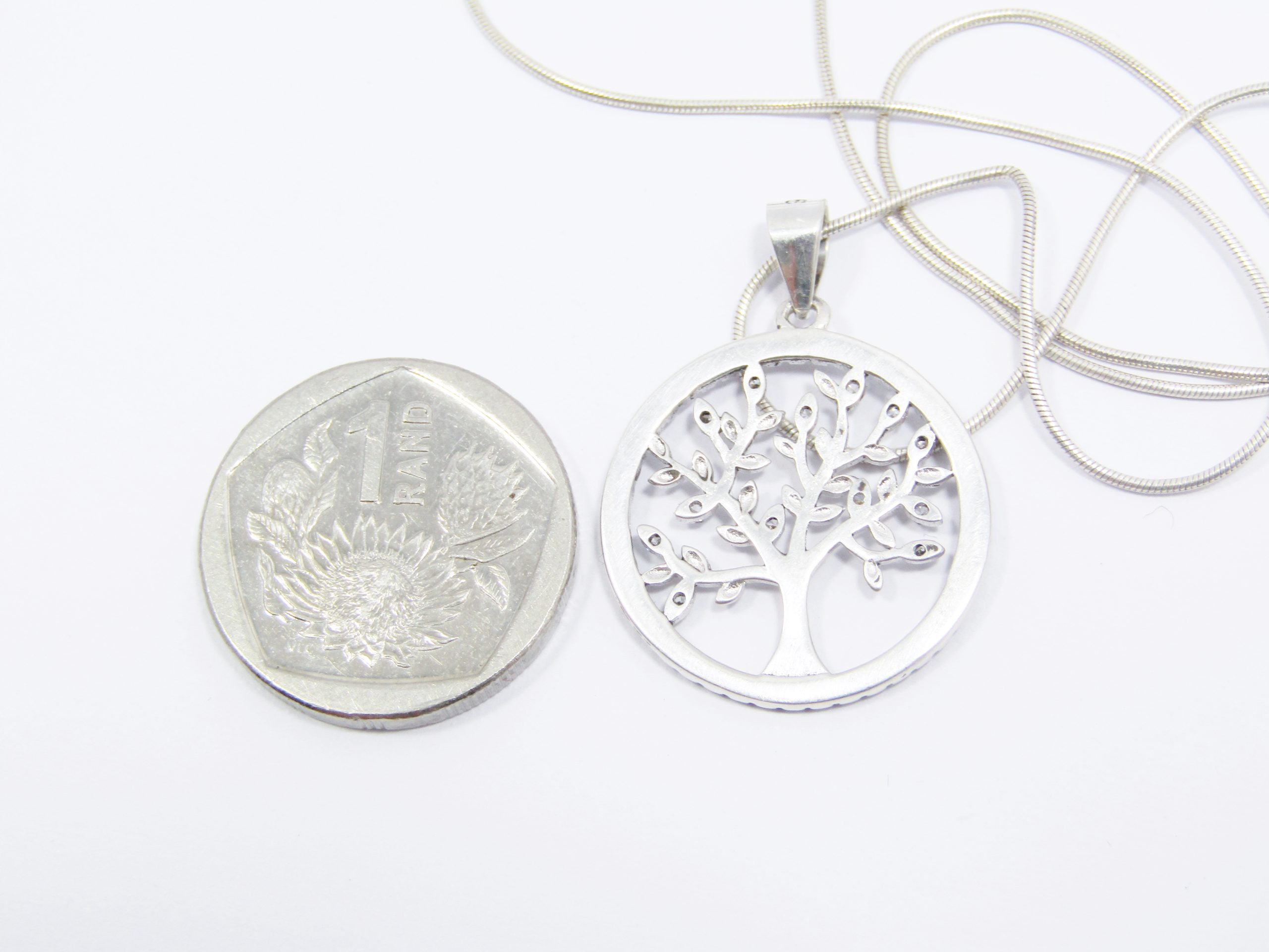 A Stunning Zirconia Tree of Life Pendant on Chain in Sterling Silver
