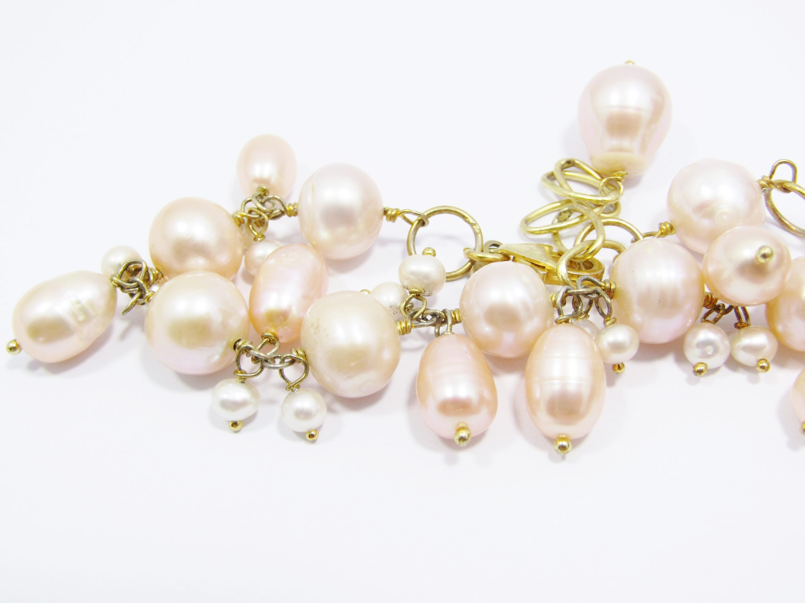 A Gorgeous Gold Gilt Over Sterling Silver Made up with Different Size Fresh Water Pearl Bracelet