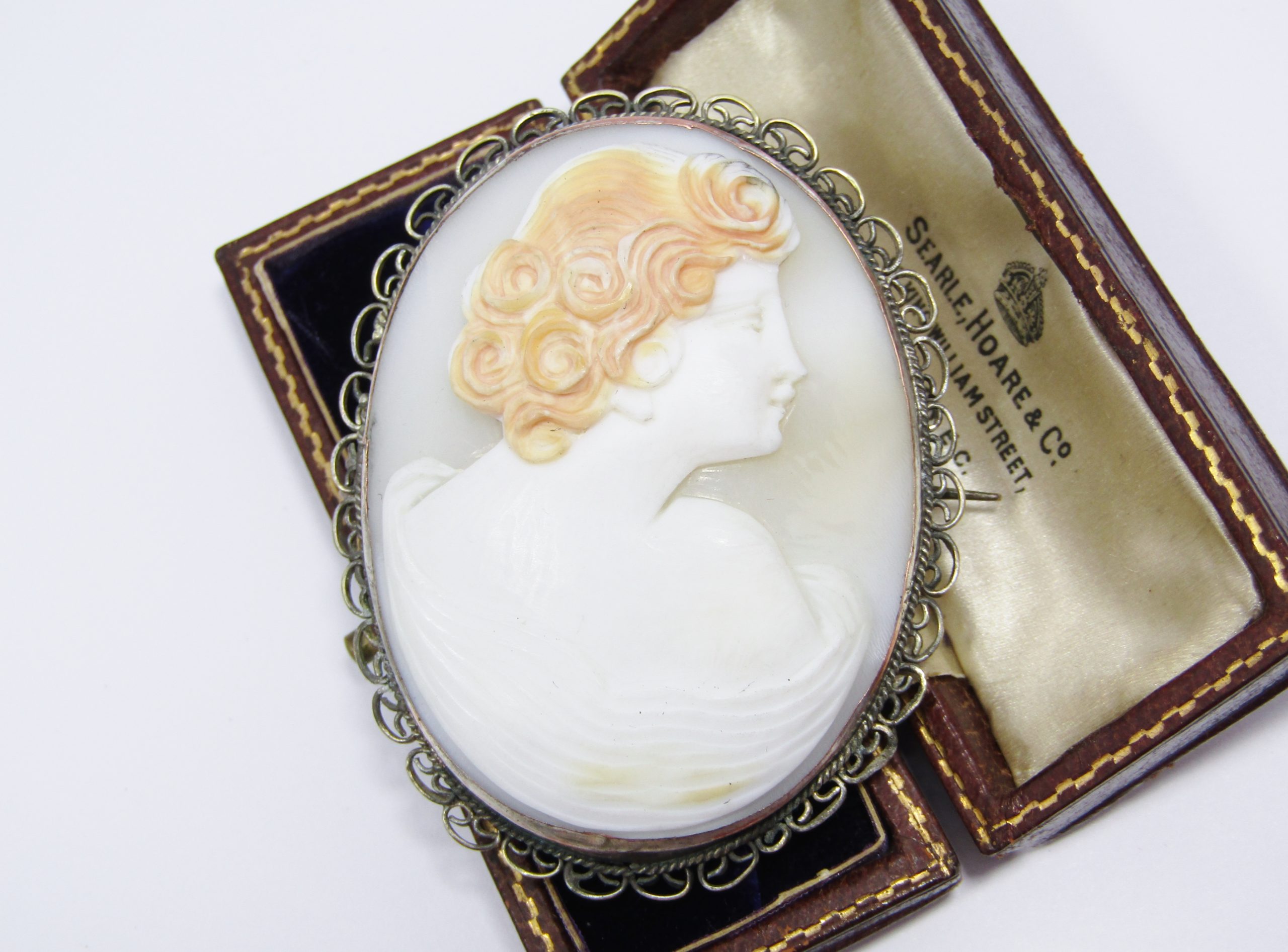 A Gorgeous Large Carved Silver Tone Brooch