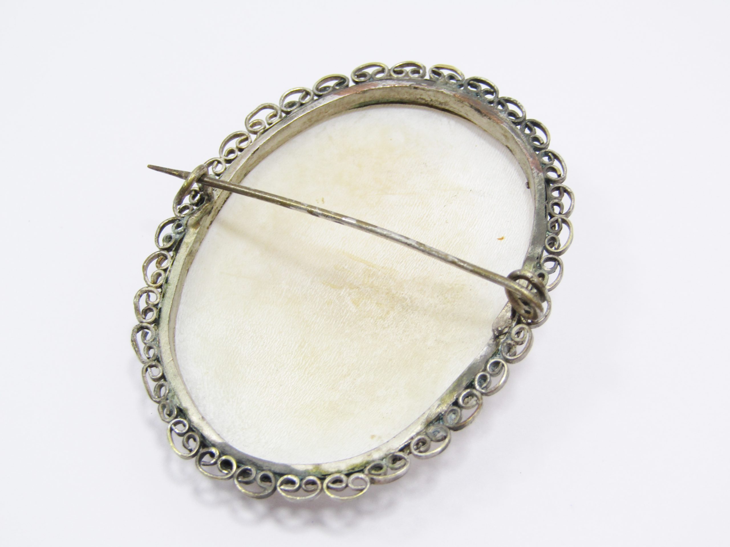 A Gorgeous Large Carved Silver Tone Brooch