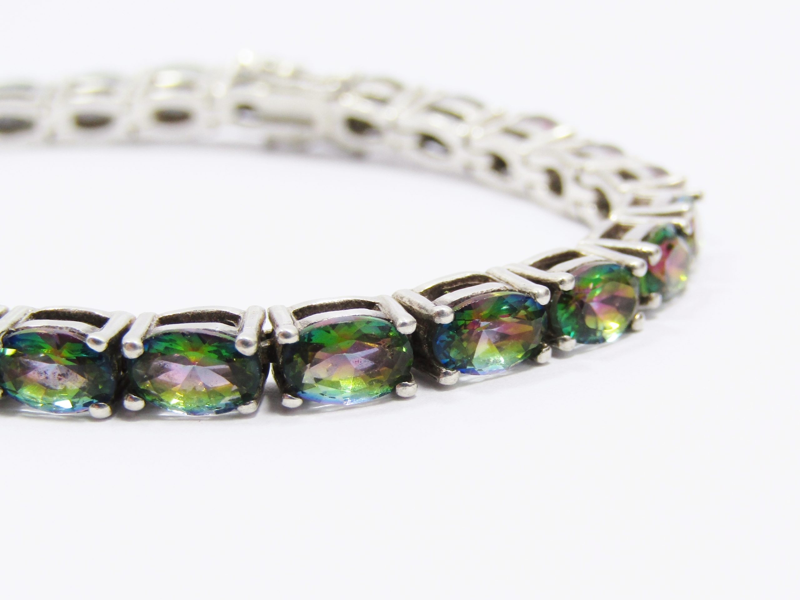 Gorgeous Green Fire Mystic Topaz Tennis Bracelet in Sterling Silver