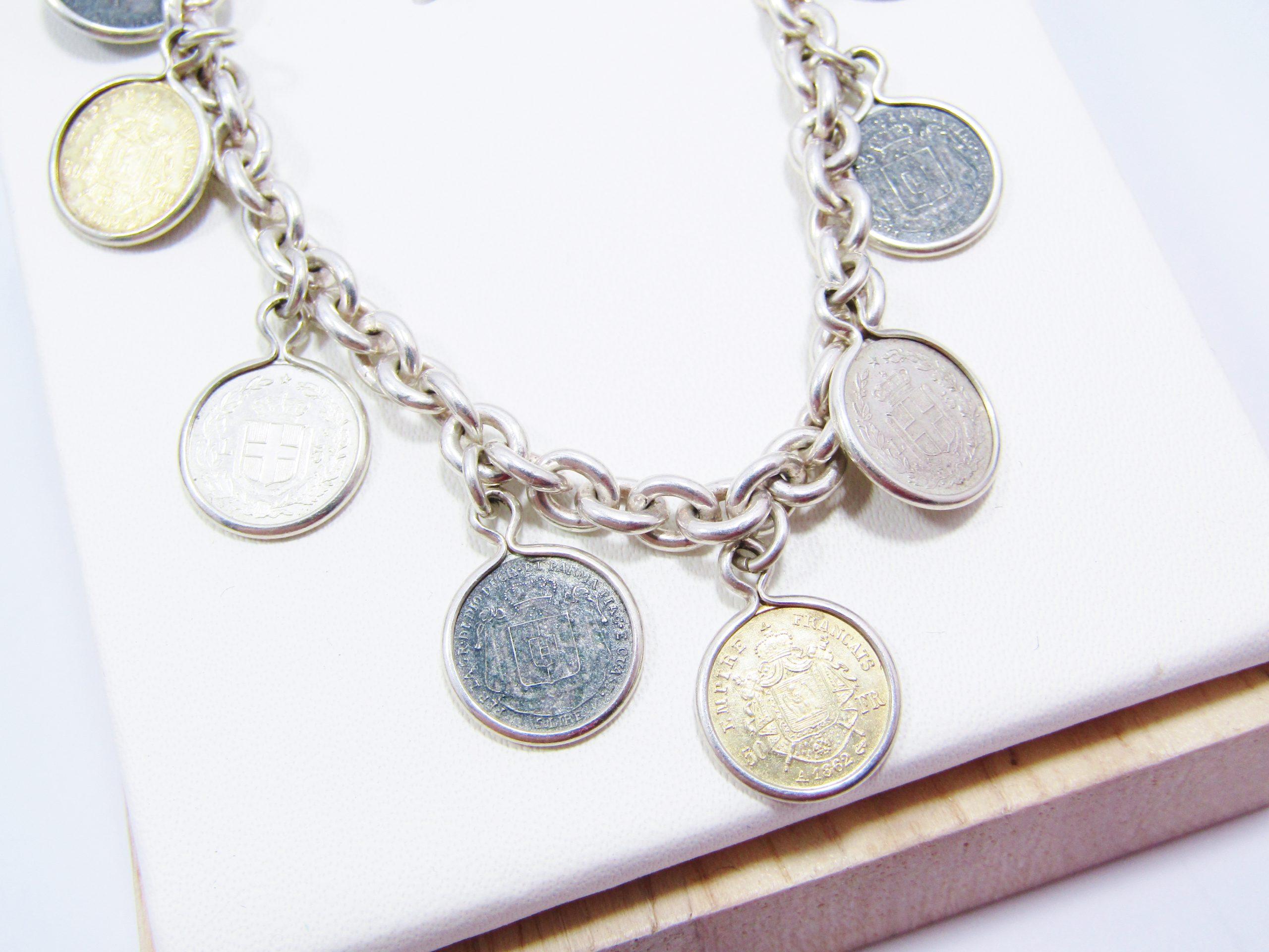 A Stunning Miniature French Coin Bracelet in Sterling Silver
