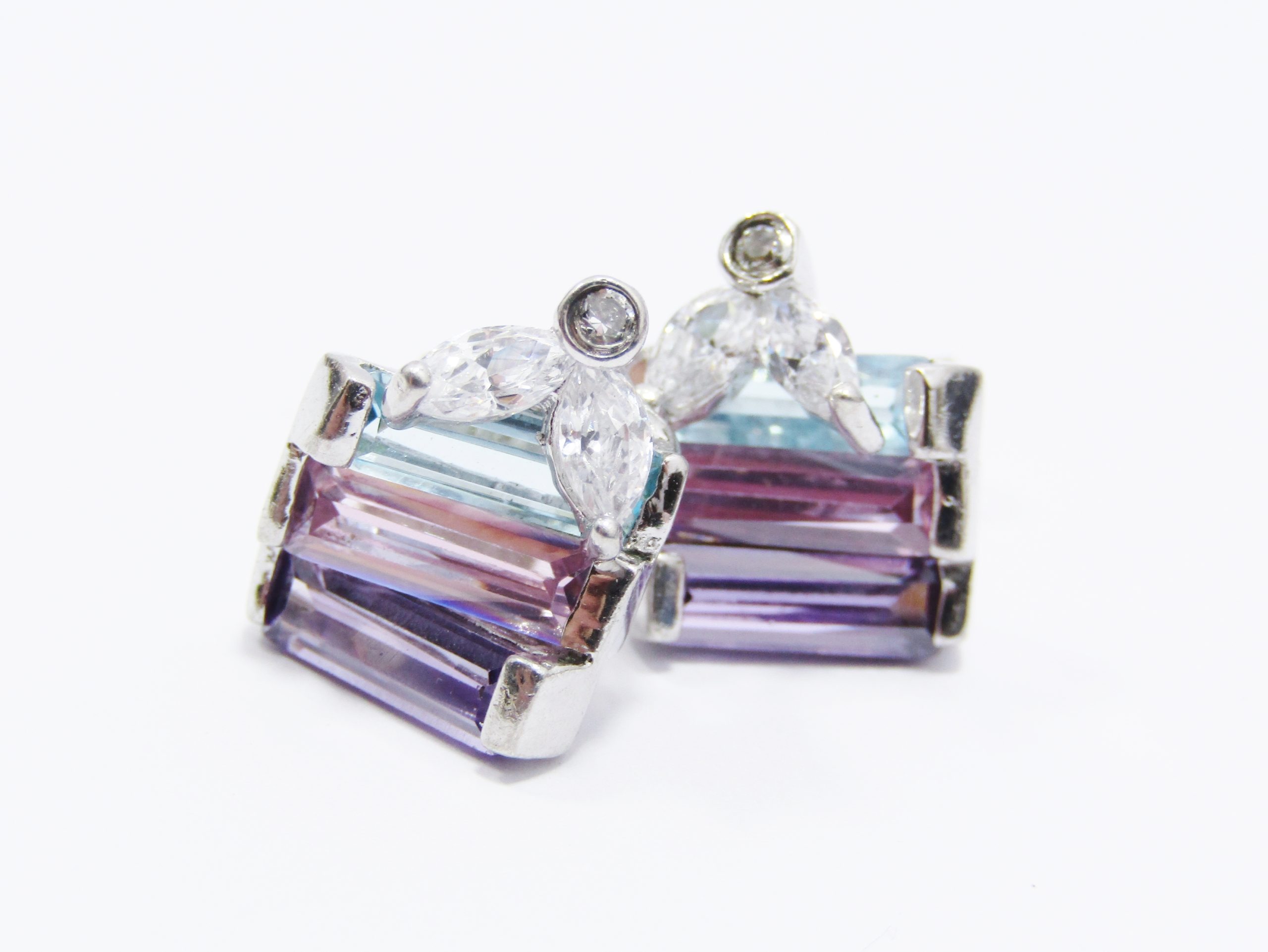 A Gorgeous Pair of Multi Color Zirconia Earrings in Sterling Silver