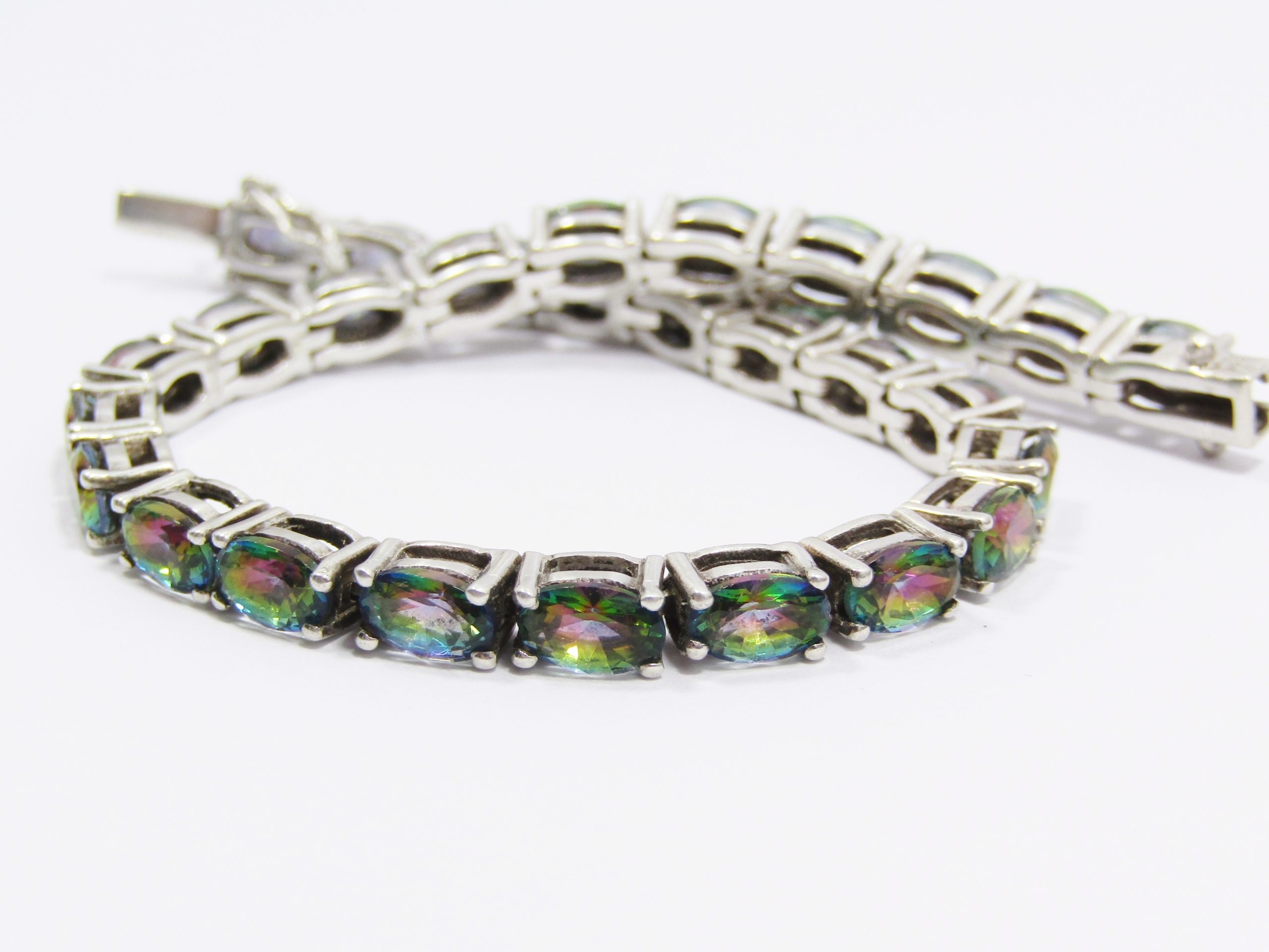 Gorgeous Green Fire Mystic Topaz Tennis Bracelet in Sterling Silver