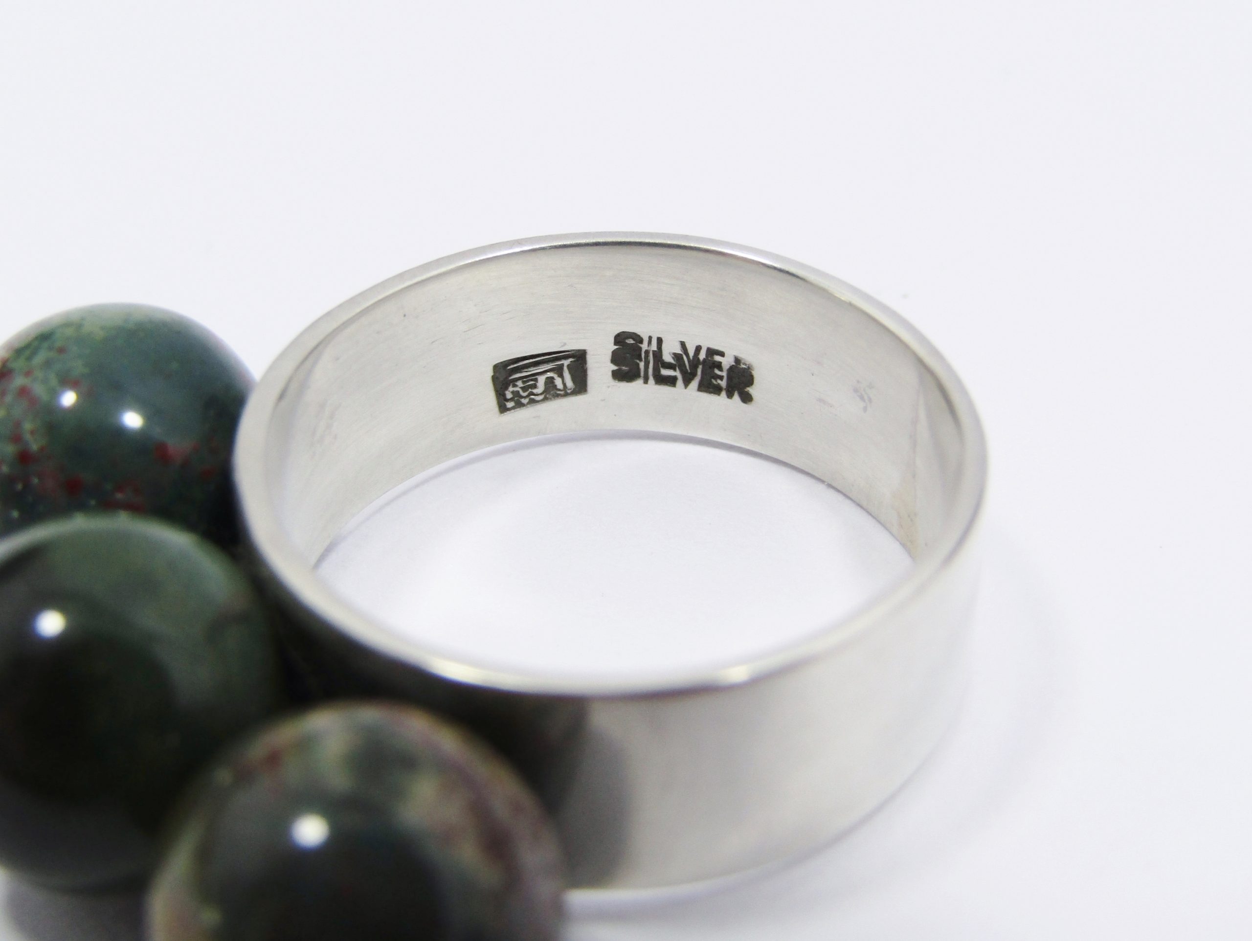 Beautiful! Modernist Sterling Silver Ring with Dragon Jasper Stone