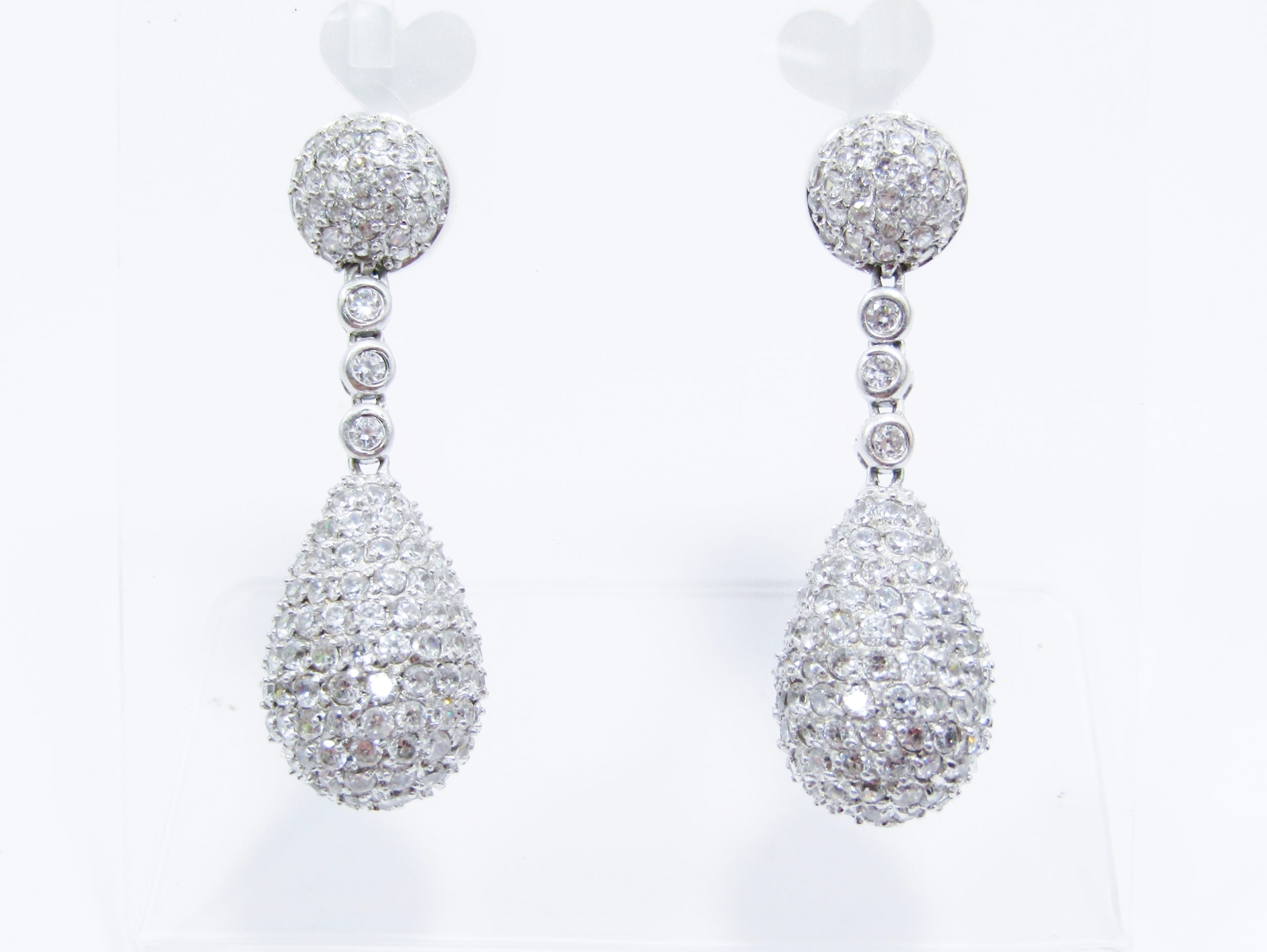 A Gorgeous Pair of Pendulum Design Earrings Encrusted Zirconia Zirconia's in Sterling Silver