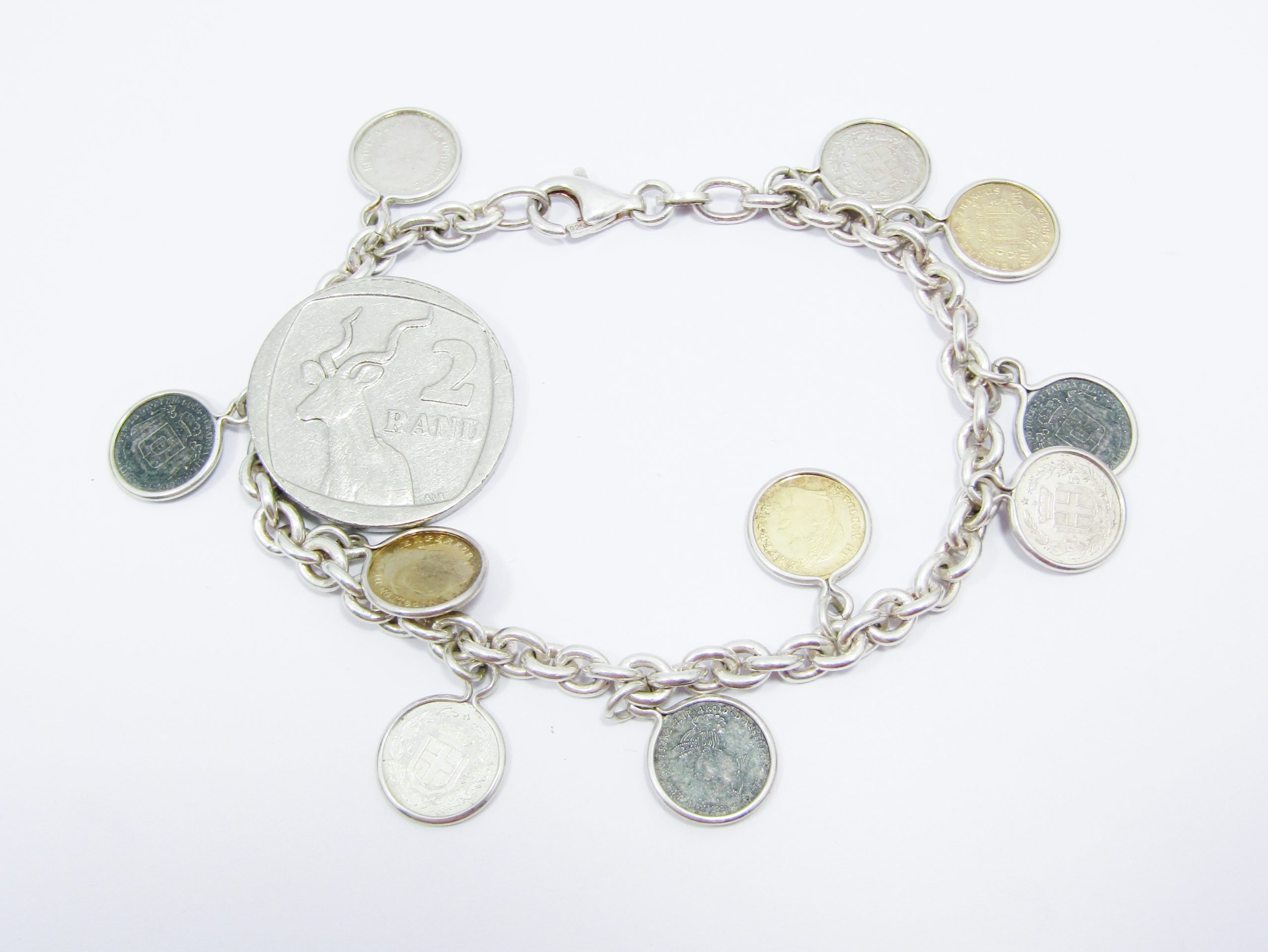 A Stunning Miniature French Coin Bracelet in Sterling Silver