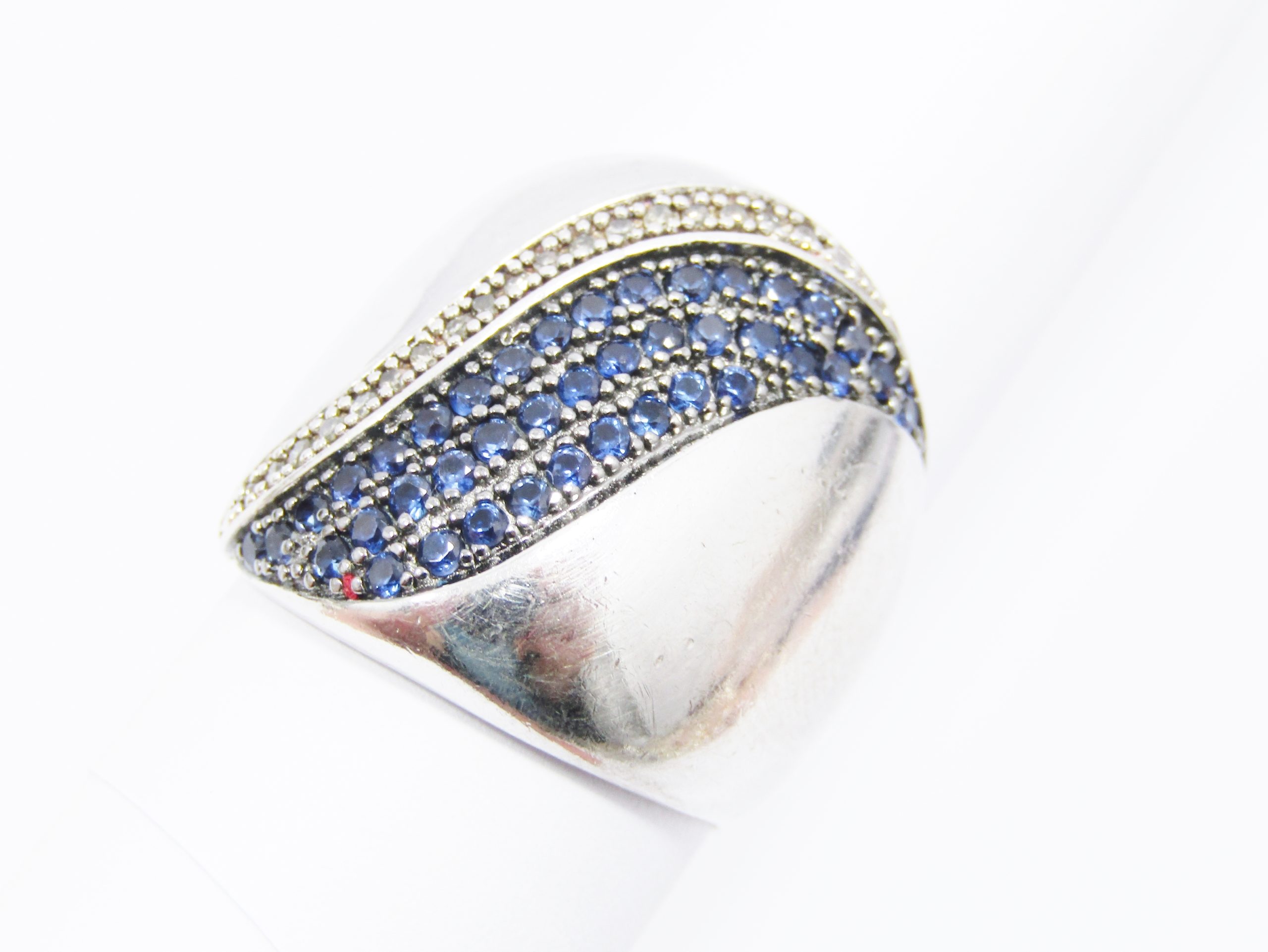 A Gorgeous Broad Blue Stone Zirconia Ring in Sterling Silver.