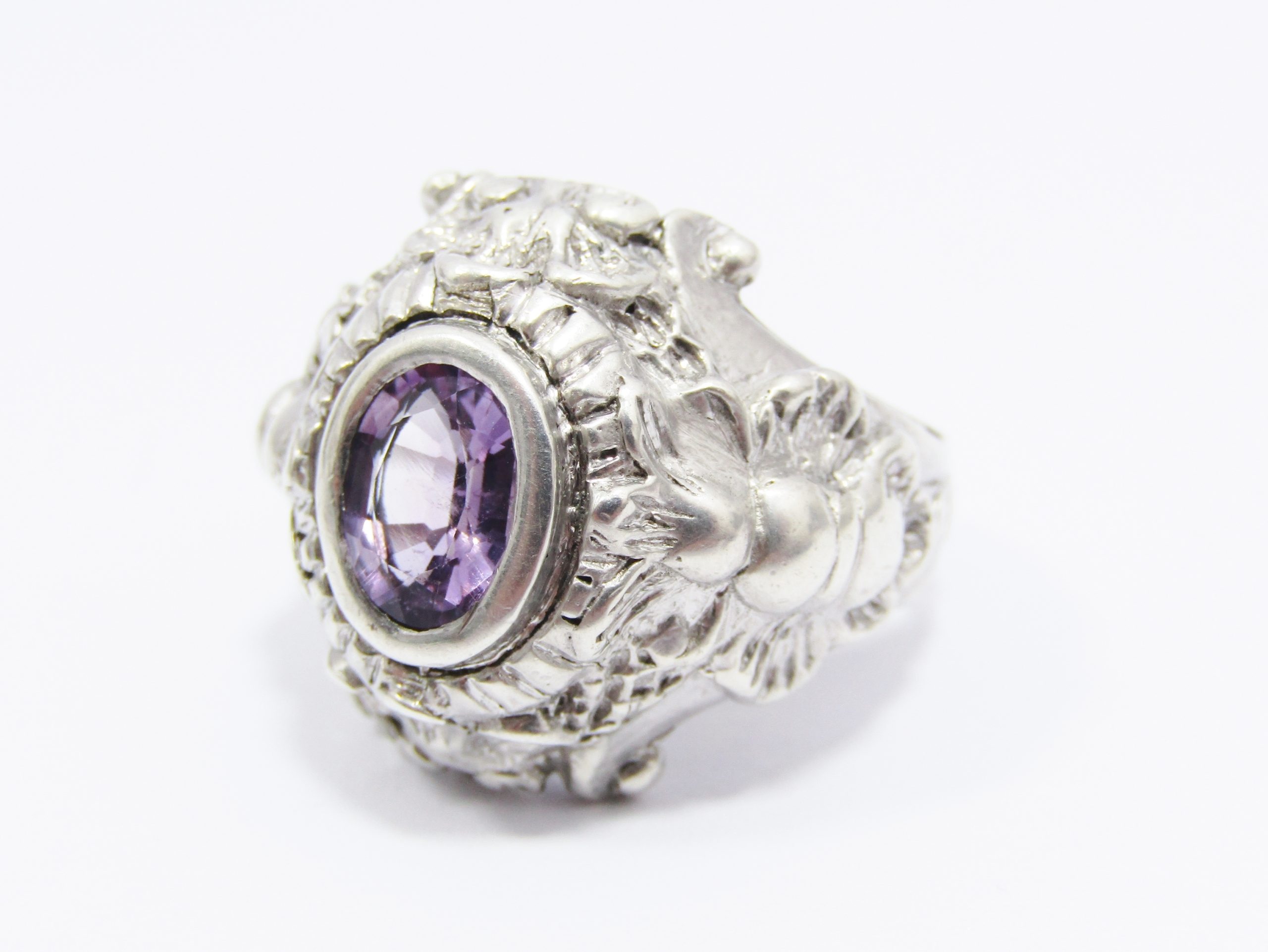 A Gorgeous Chunky Amethyst Ring in Sterling Silver