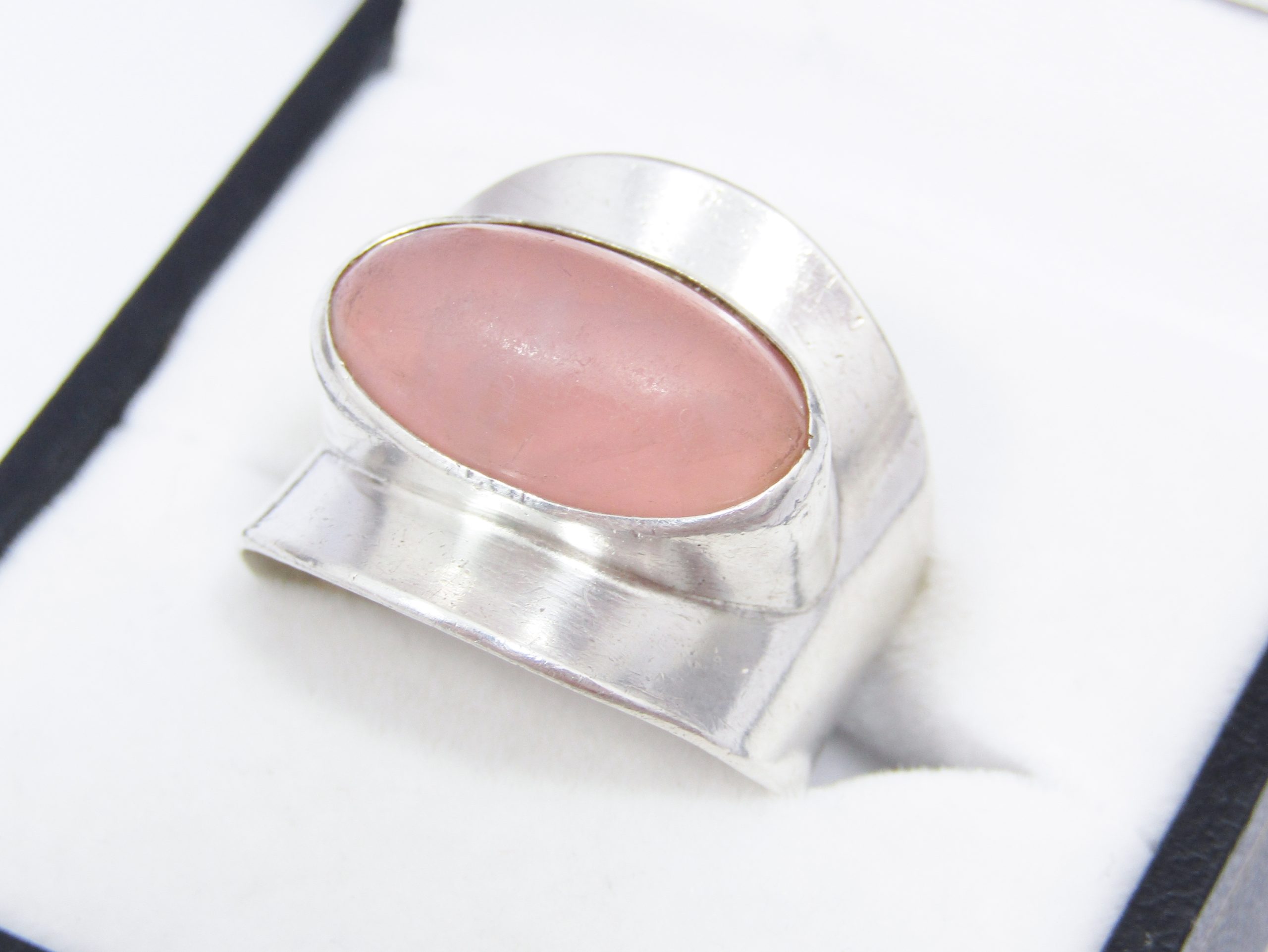 Danish Modernist Niel Erik From Silver & Rose Quartz Ring