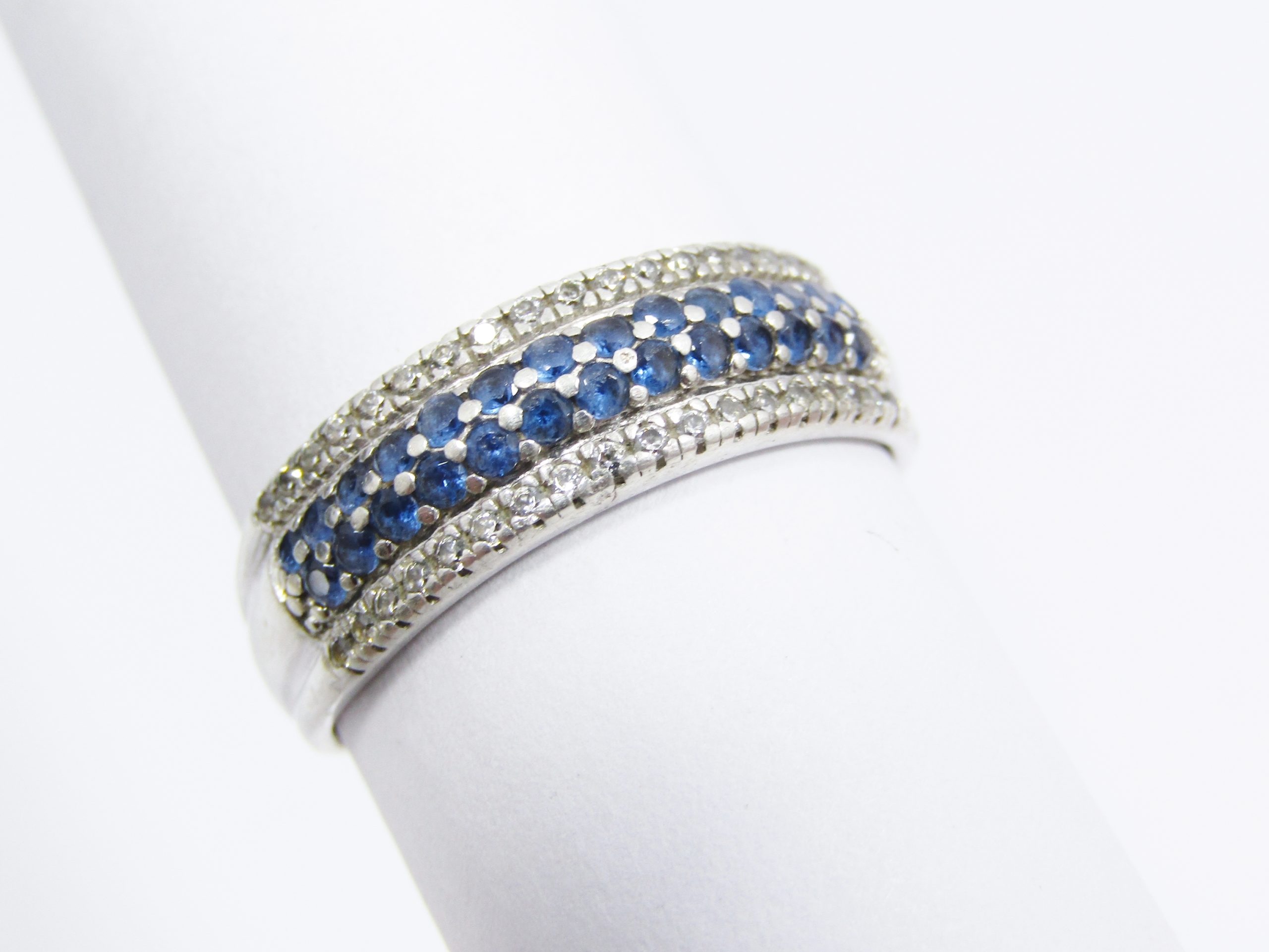 Lovely Blue Stone Zirconia eternity band in Sterling Silver