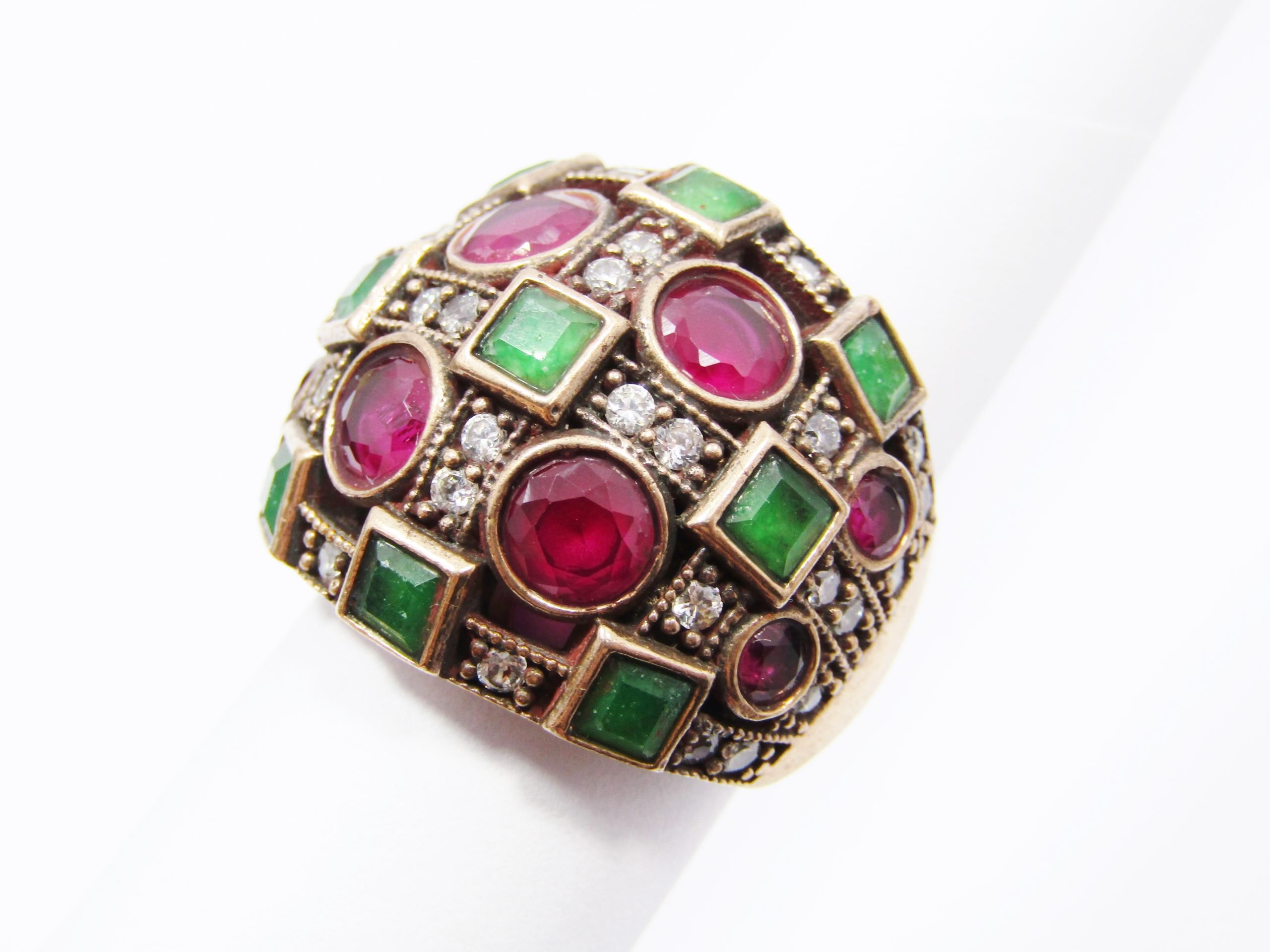 Beautiful Vintage Sterling Silver & Bronze Chunky Ring
