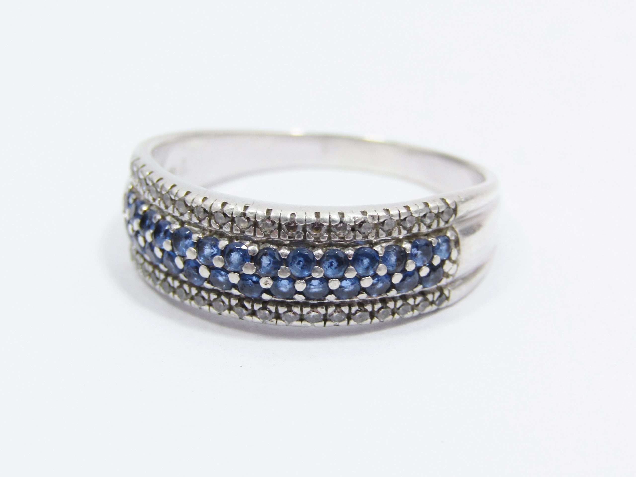 Lovely Blue Stone Zirconia eternity band in Sterling Silver