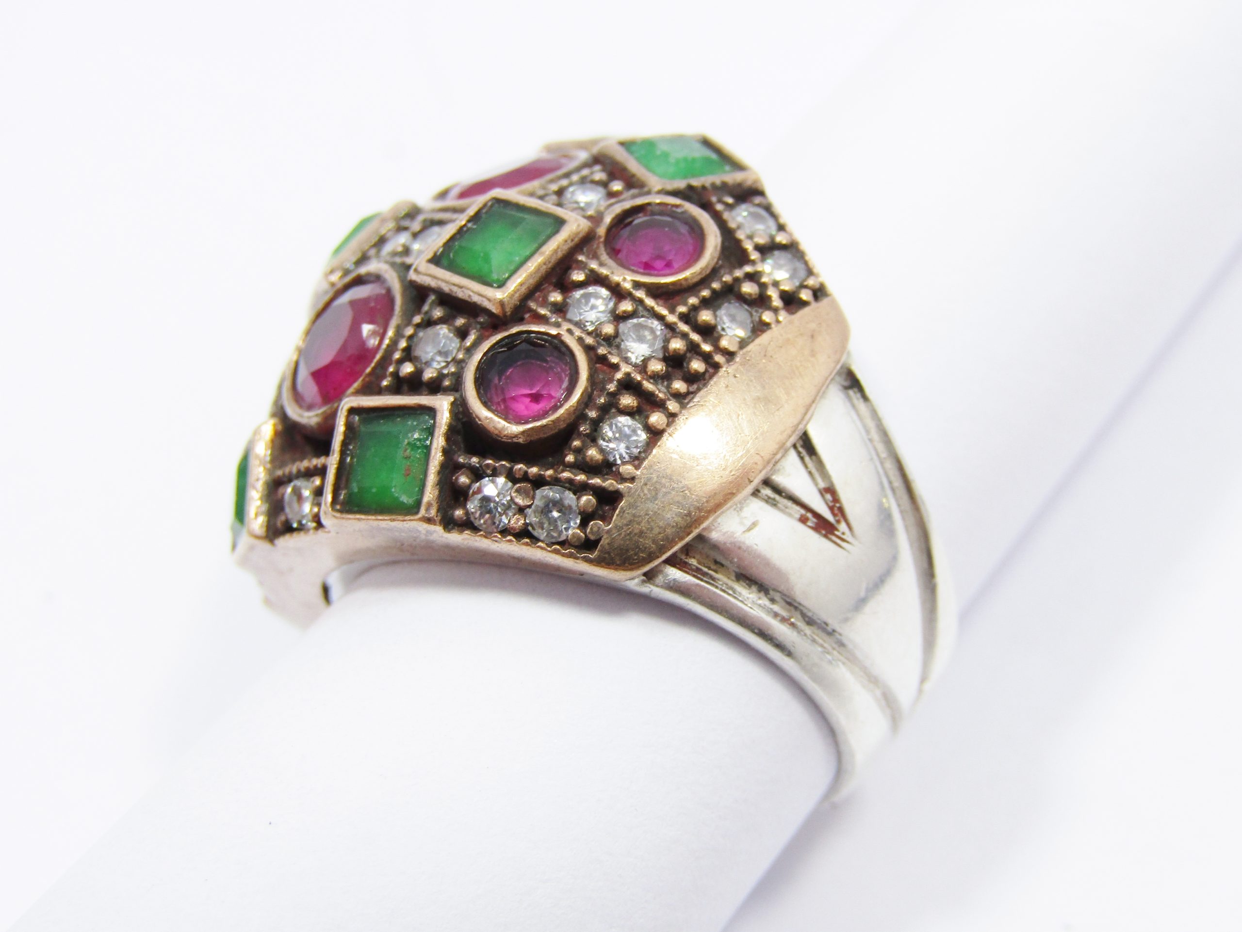 Beautiful Vintage Sterling Silver & Bronze Chunky Ring
