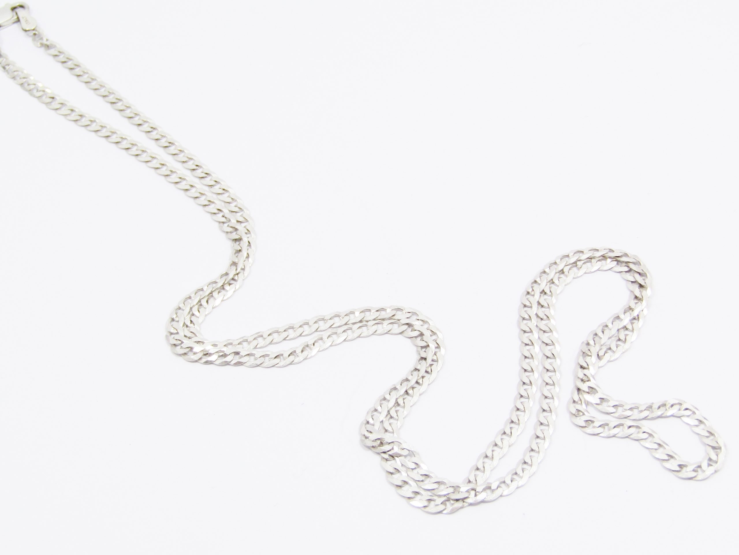 A Lovely Long Flat Link Necklace in Sterling Silver