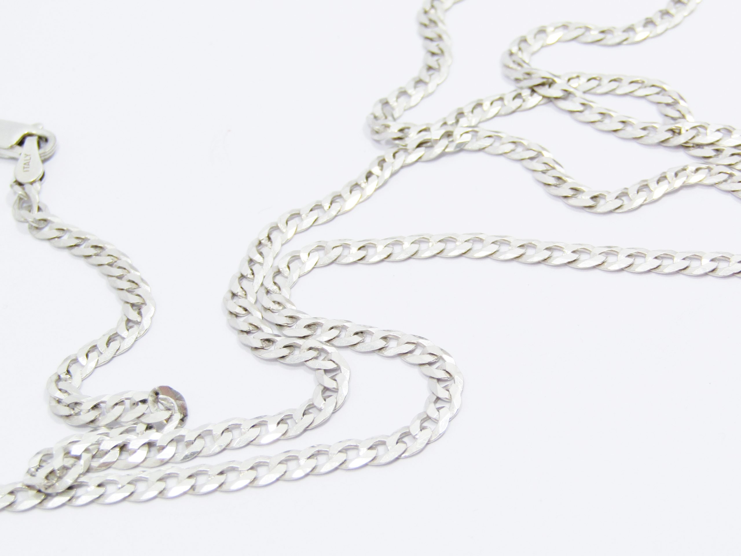 A Lovely Long Flat Link Necklace in Sterling Silver