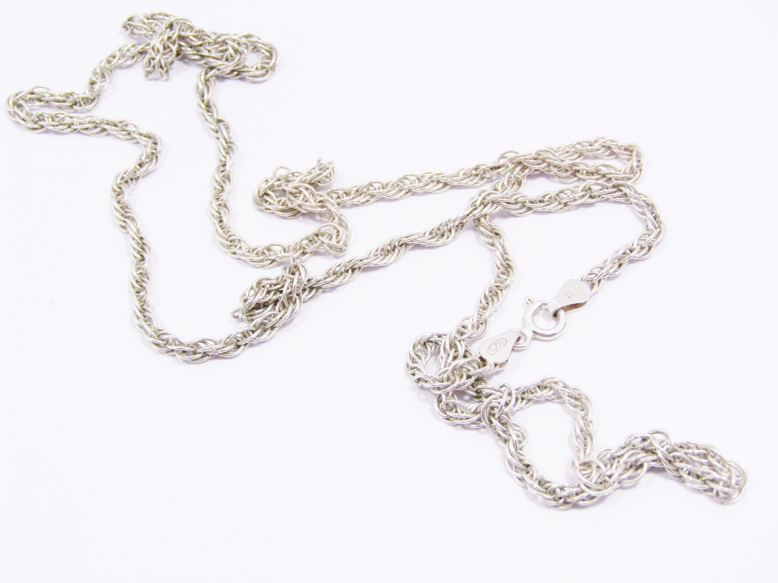 A Stunning Long Rope Chain Necklace in Sterling Silver