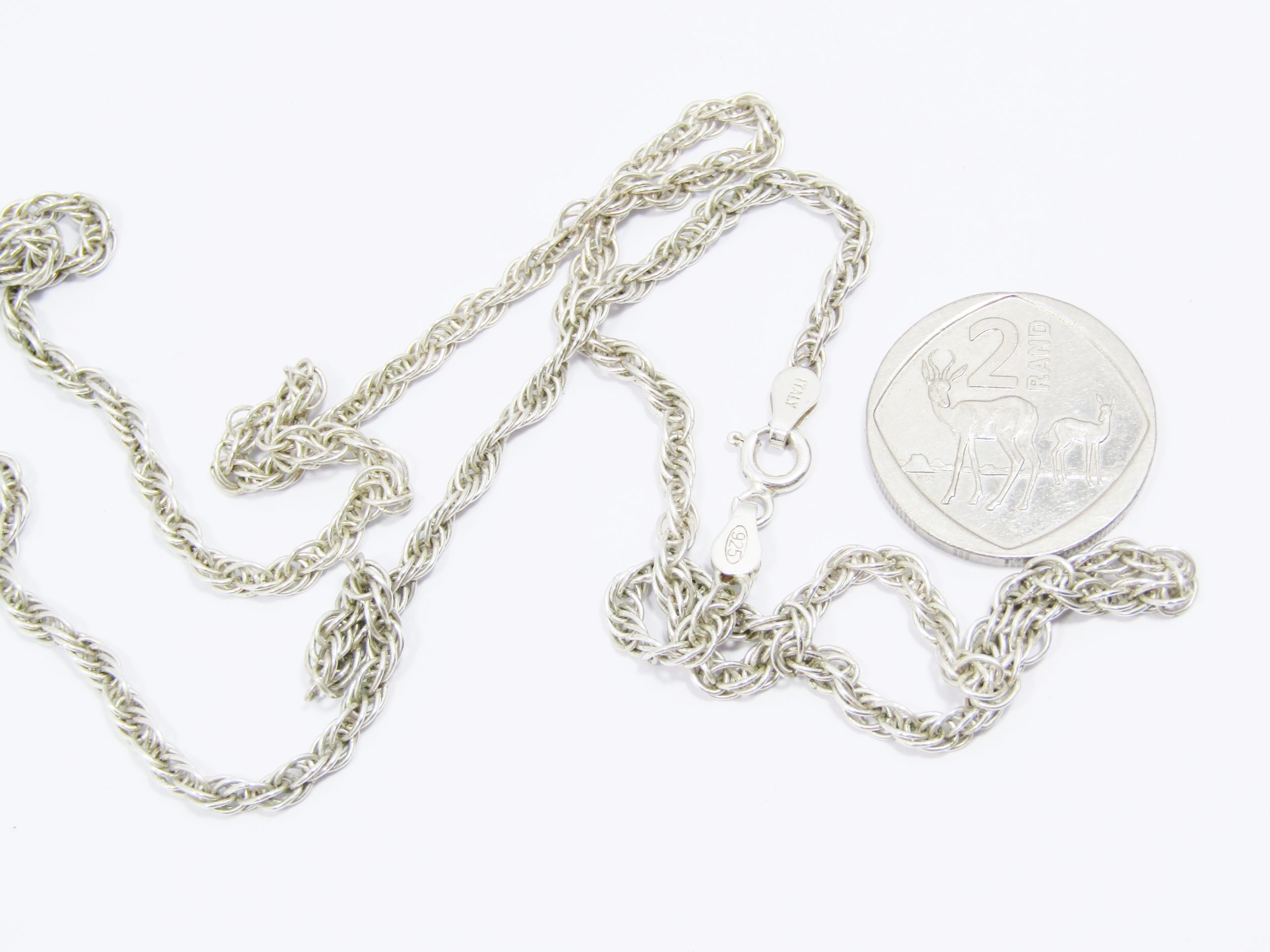 A Stunning Long Rope Chain Necklace in Sterling Silver